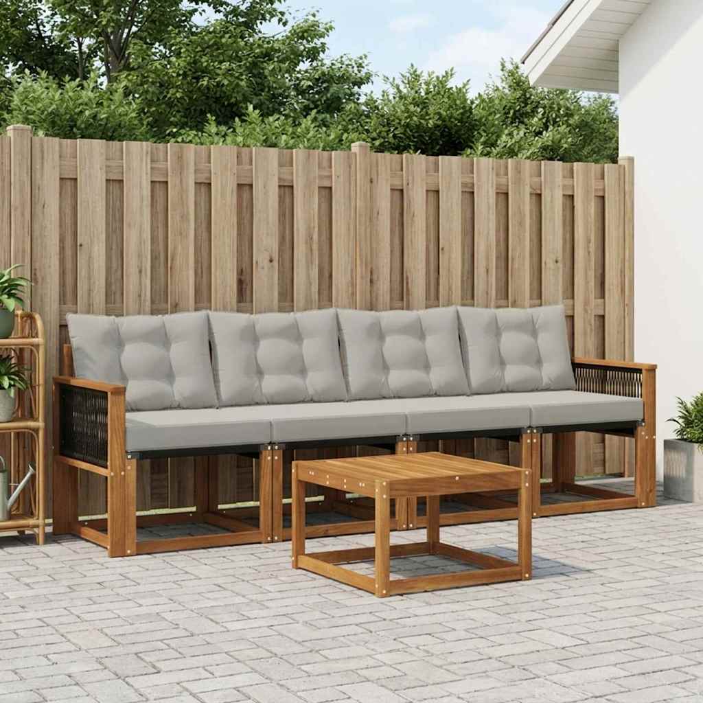 vidaXL Σειρά Καναπέ Εξωτερικού 5 pcs Φυσικό και Ανοιχτό Γκρι