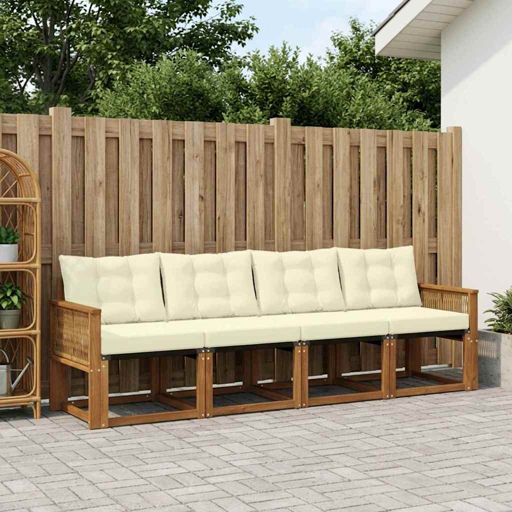 vidaXL Σειρά Καναπέ Εξωτερικού με μαξιλάρι 5 pcs Φυσικό και Κρέμα
