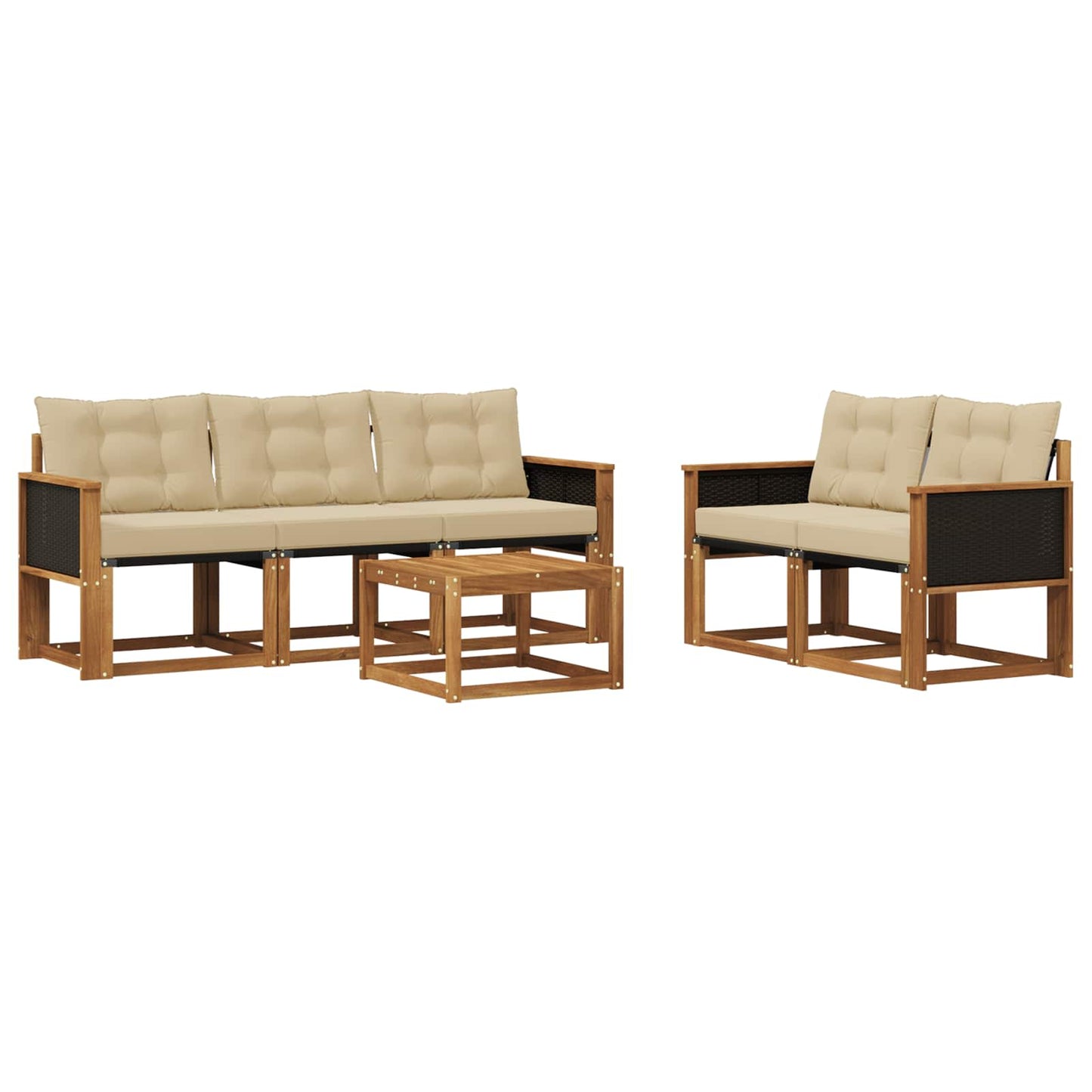 vidaXL Σειρά Καναπέ Εξωτερικού με μαξιλάρι 6 pcs Φυσικό και Μπεζ
