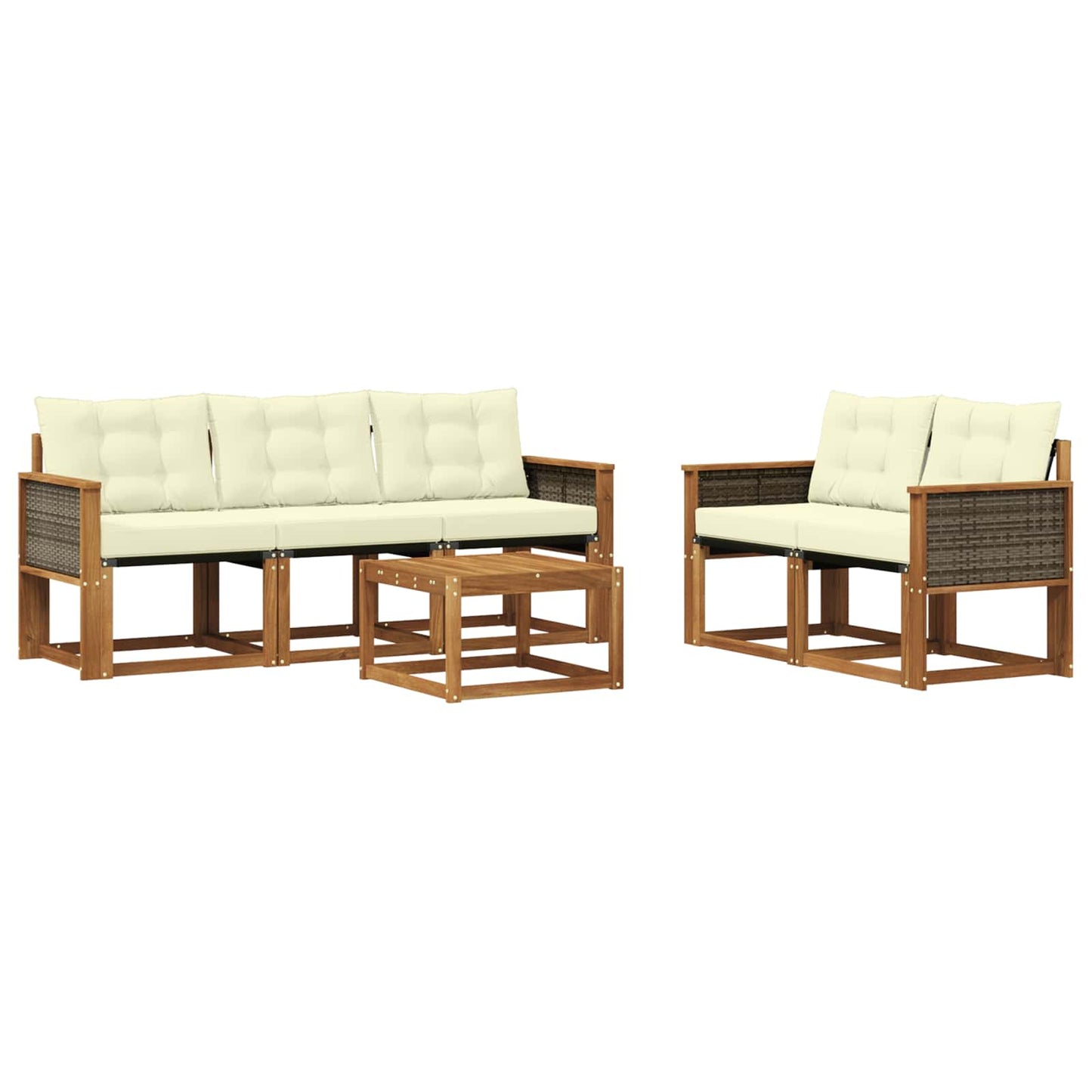 vidaXL Σειρά Καναπέ Εξωτερικού με μαξιλάρι 6 pcs Φυσικό και Κρέμα
