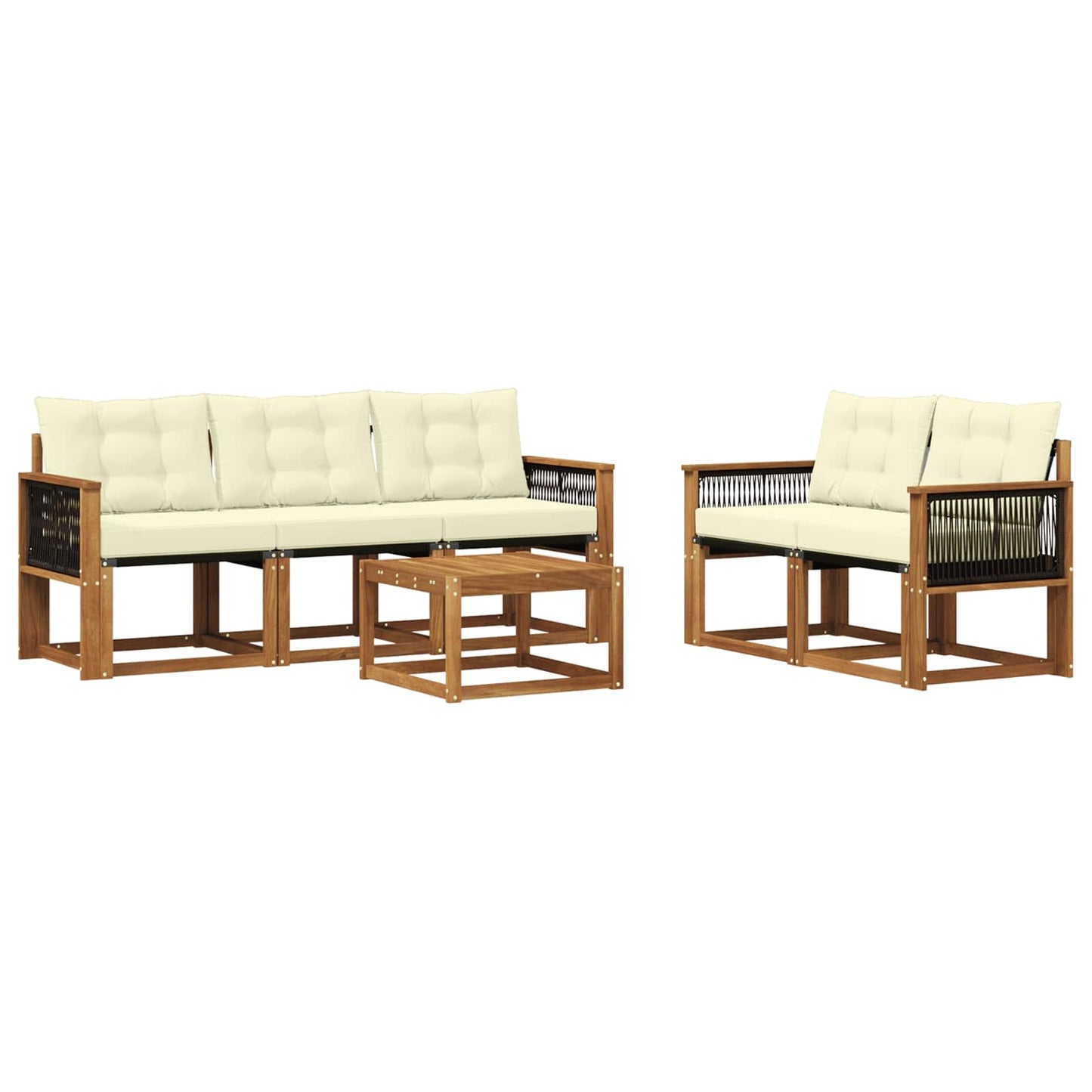 vidaXL Σειρά Καναπέ Εξωτερικού με μαξιλάρι 6 pcs Φυσικό και Κρέμα