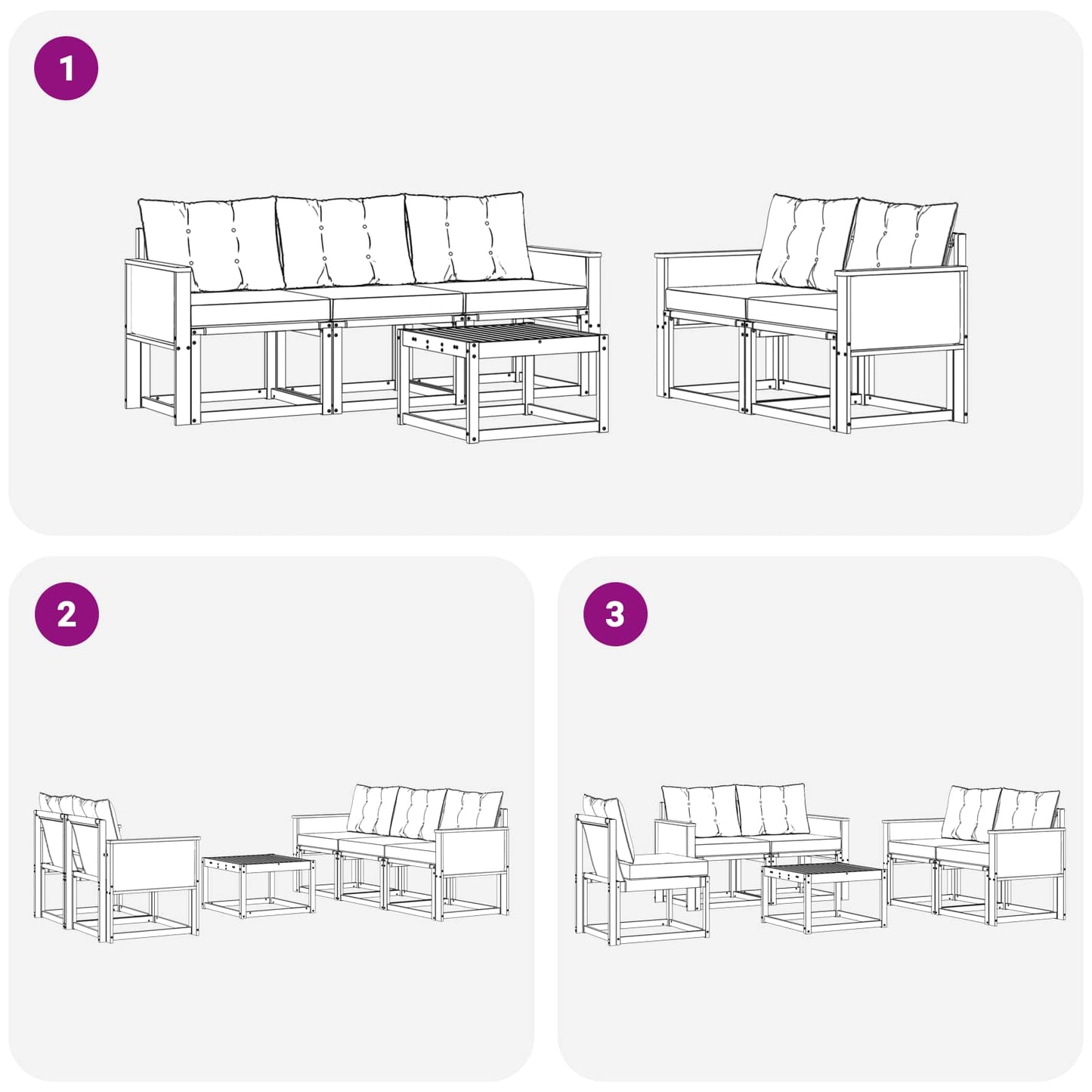 vidaXL Σειρά Καναπέ Εξωτερικού με μαξιλάρι 6 pcs Φυσικό και Μαύρο