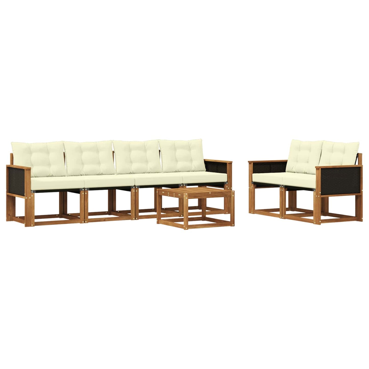 vidaXL Σειρά Καναπέ Εξωτερικού με μαξιλάρι 7 pcs Φυσικό και Κρέμα