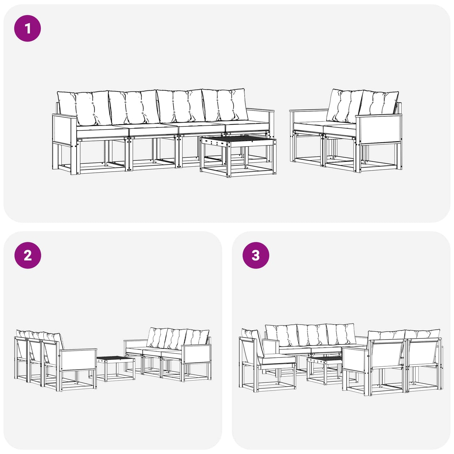 vidaXL Σειρά Καναπέ Εξωτερικού με μαξιλάρι 7 pcs Φυσικό και Κρέμα