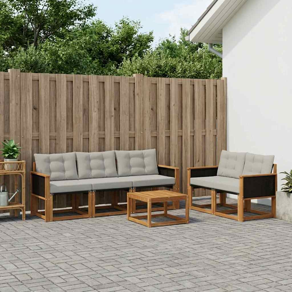 vidaXL Σειρά Καναπέ Εξωτερικού 7 pcs Φυσικό και Ανοιχτό Γκρι