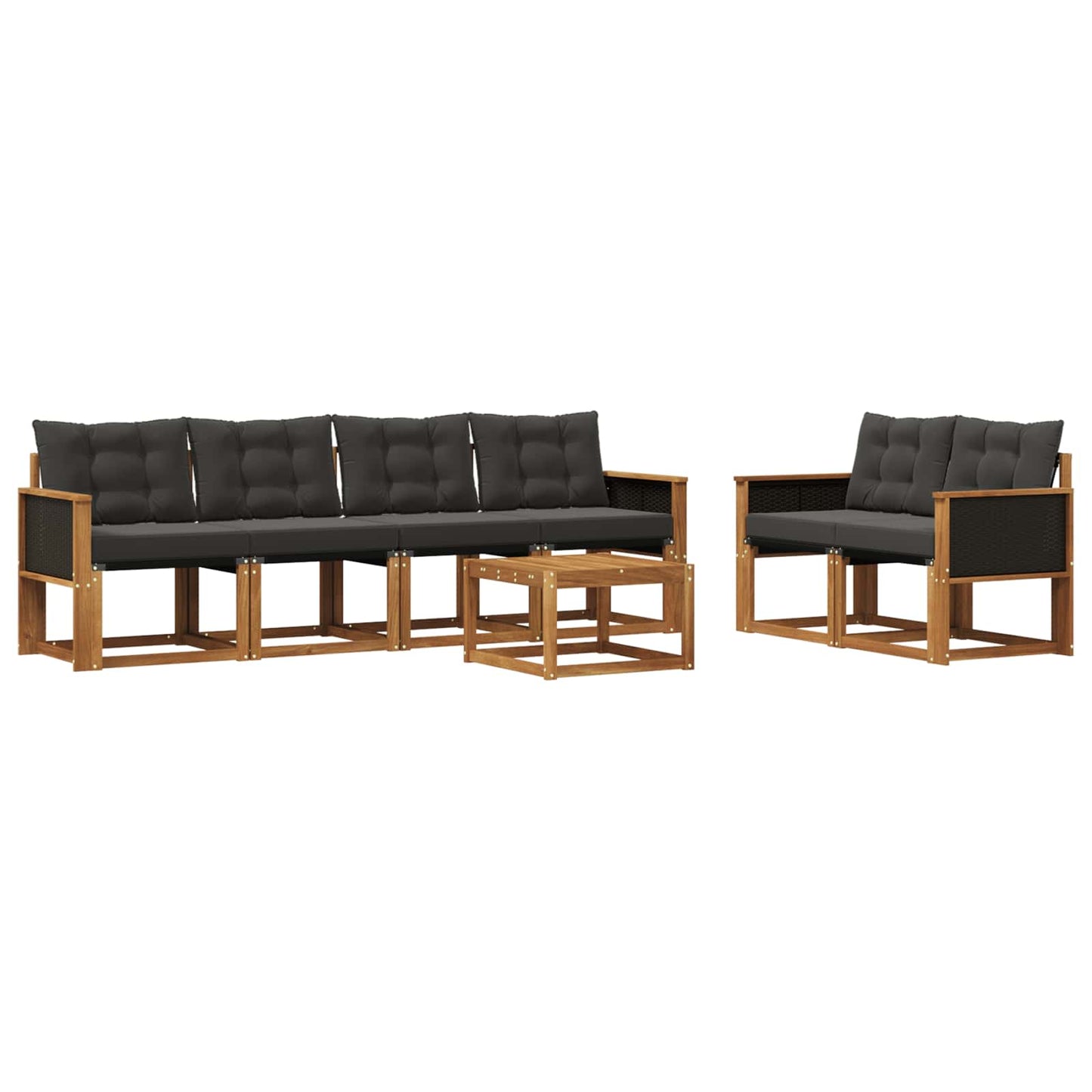 vidaXL Σειρά Καναπέ Εξωτερικού με μαξιλάρι 7 pcs Φυσικό και Μαύρο
