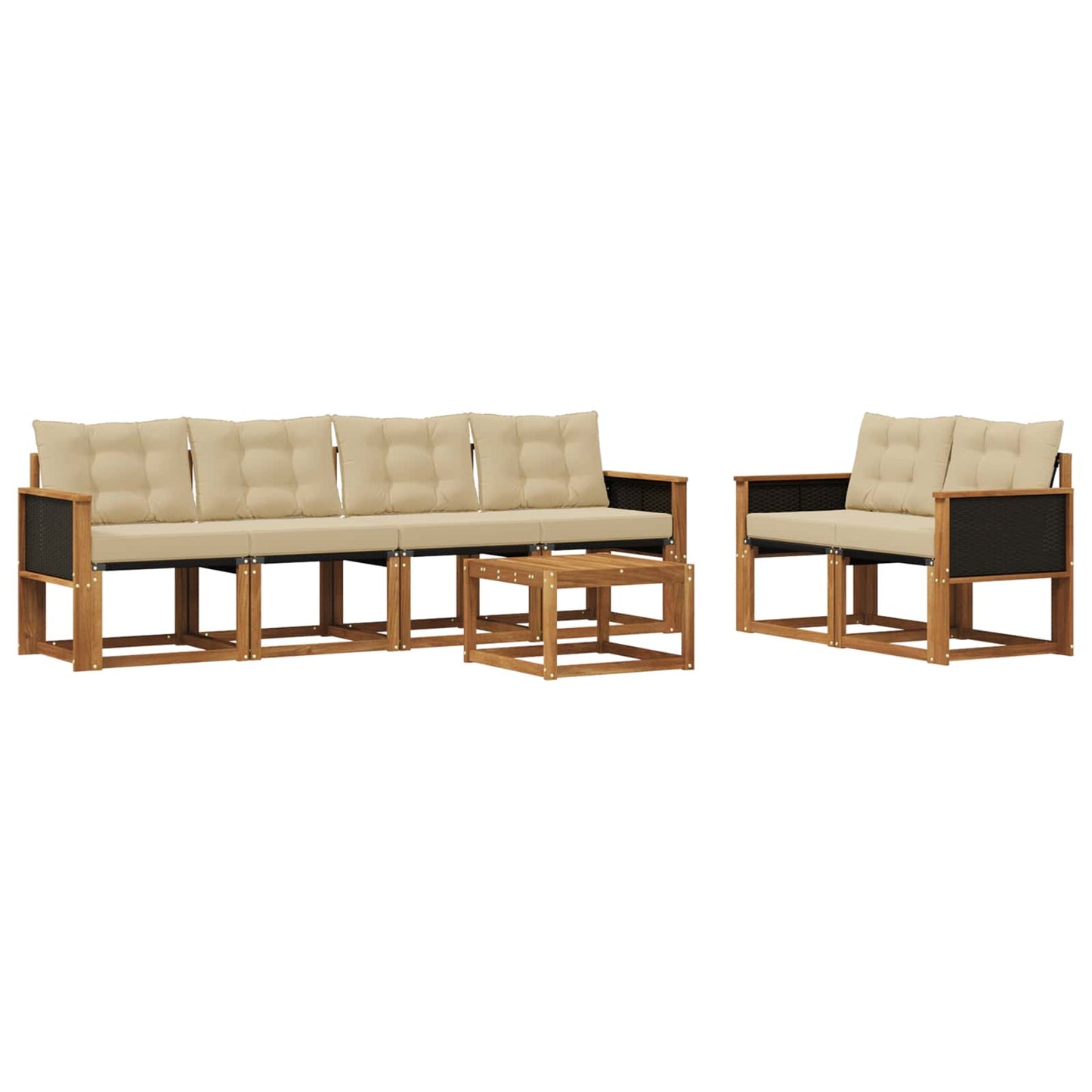 vidaXL Σειρά Καναπέ Εξωτερικού με μαξιλάρι 7 pcs Φυσικό και Μπεζ