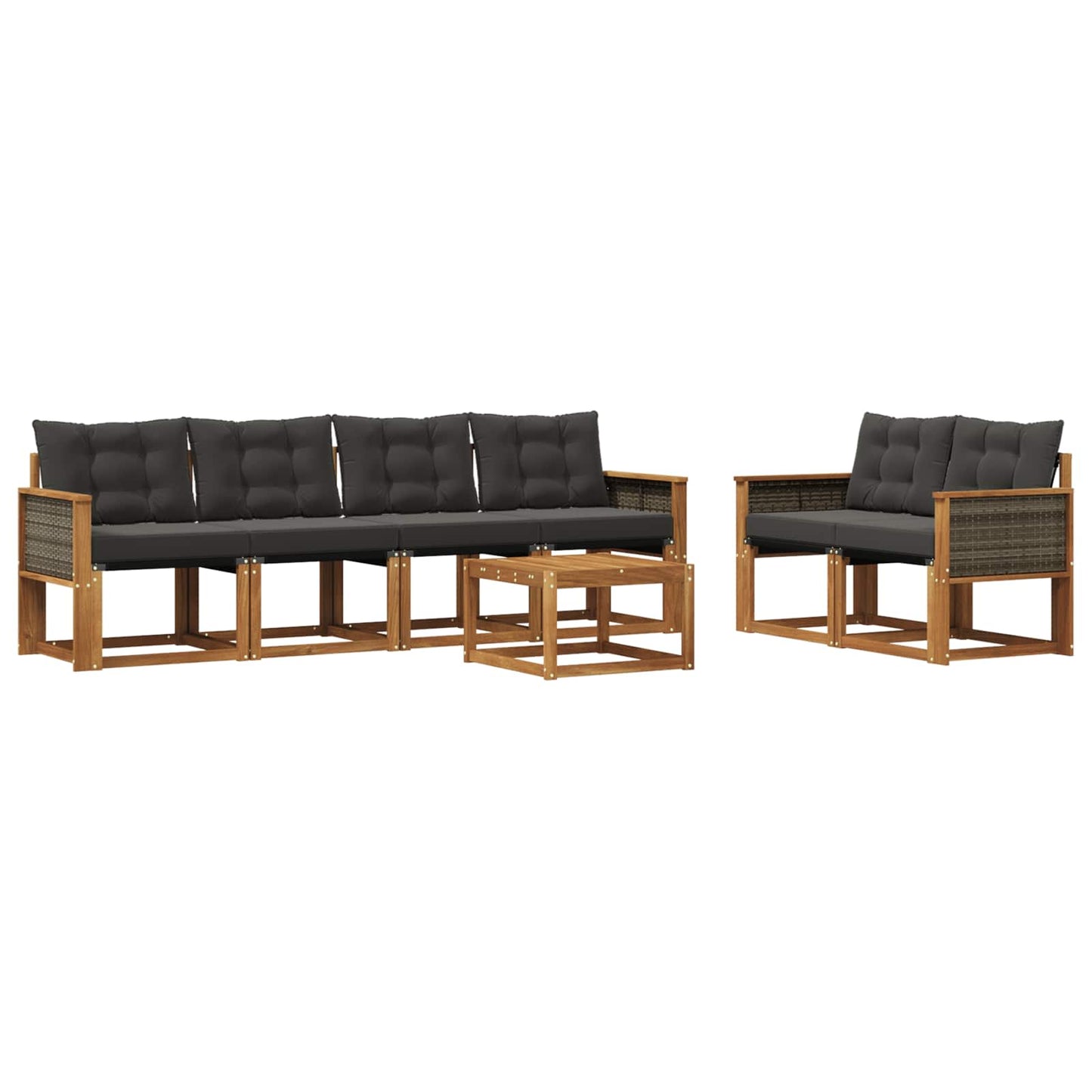 vidaXL Σειρά Καναπέ Εξωτερικού με μαξιλάρι 7 pcs Φυσικό και Μαύρο