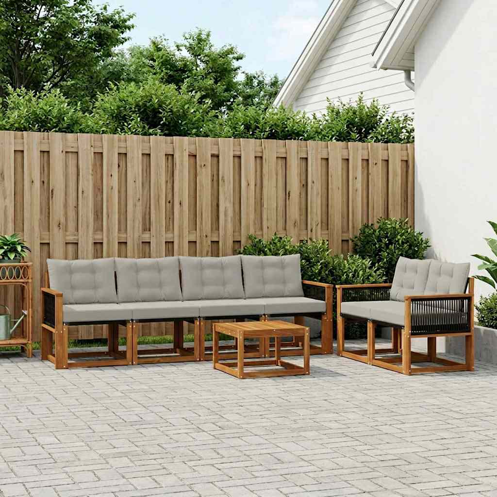 vidaXL Σειρά Καναπέ Εξωτερικού 7 pcs Φυσικό και Ανοιχτό Γκρι
