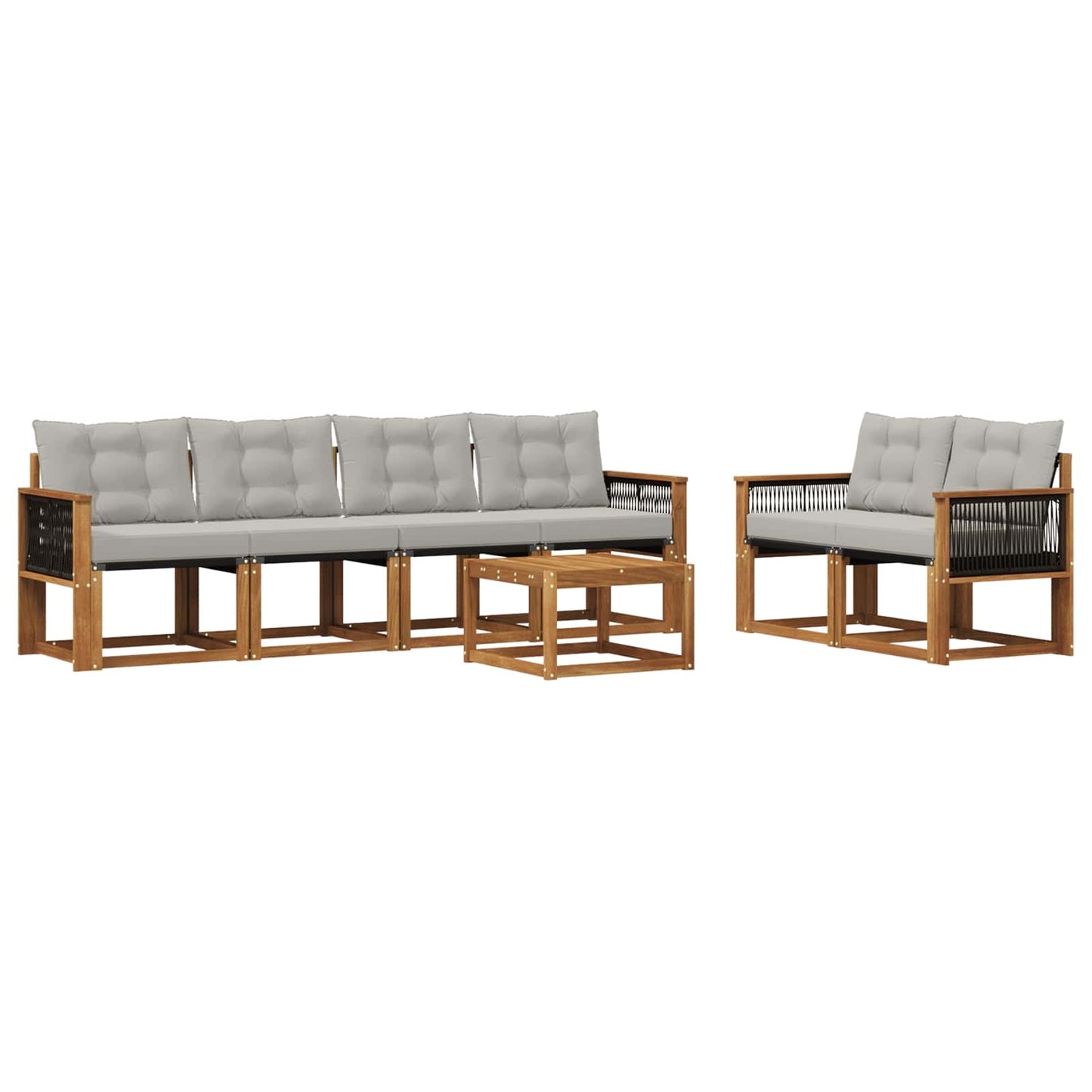 vidaXL Σειρά Καναπέ Εξωτερικού 7 pcs Φυσικό και Ανοιχτό Γκρι