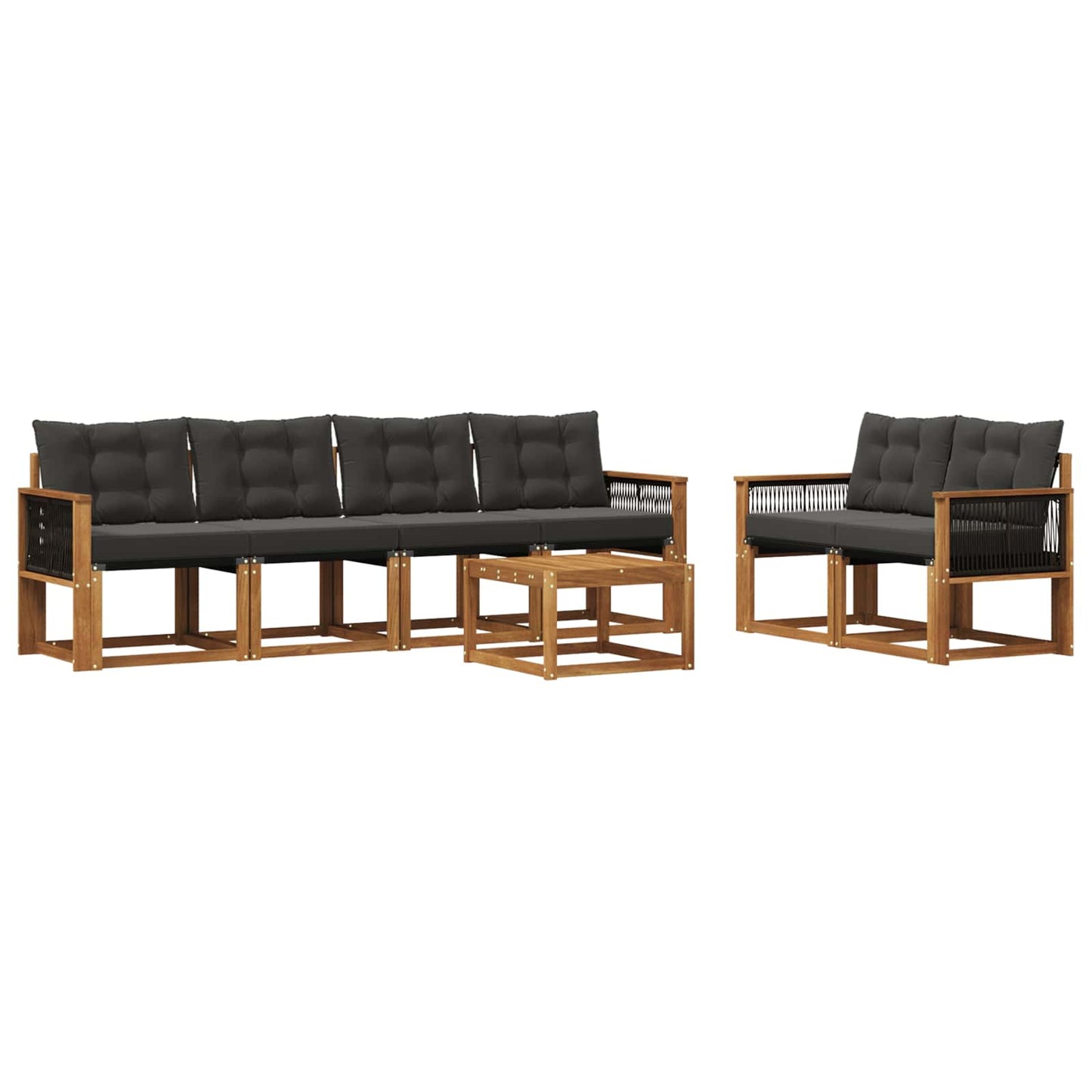 vidaXL Σειρά Καναπέ Εξωτερικού με μαξιλάρι 7 pcs Φυσικό και Μαύρο
