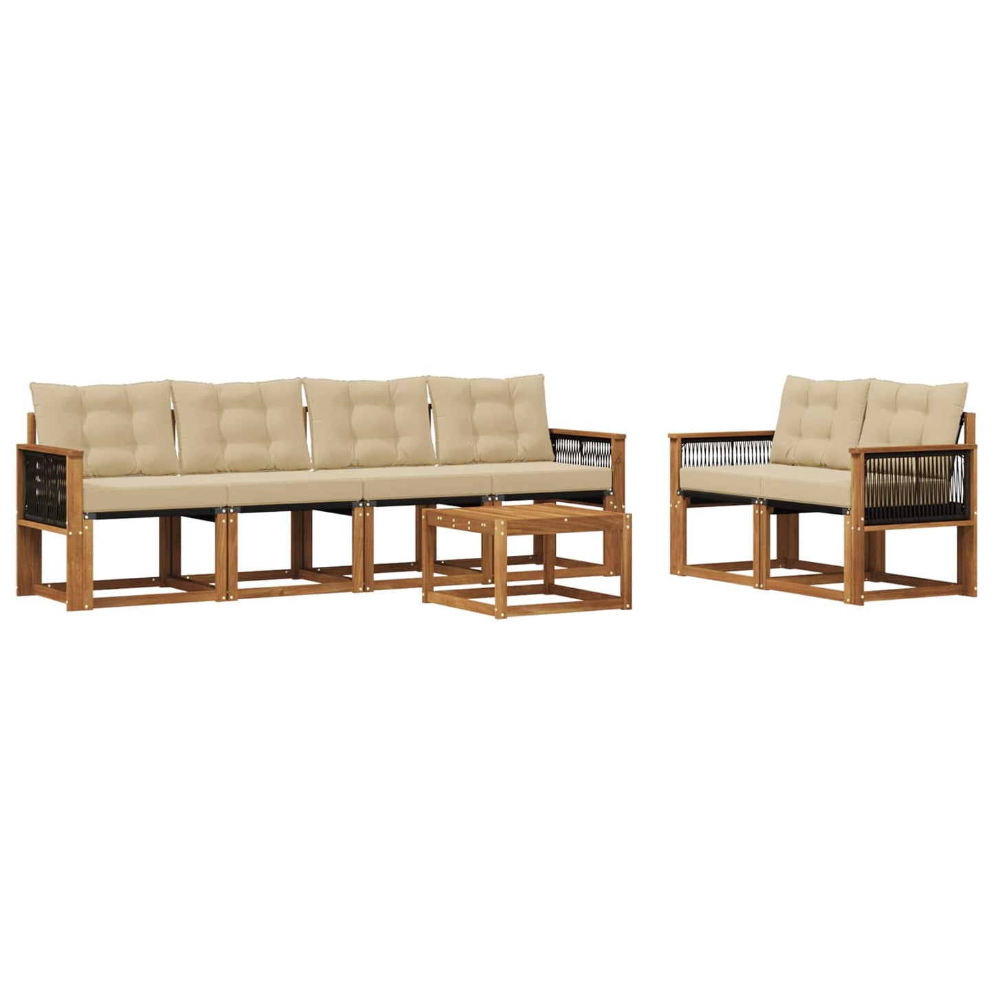 vidaXL Σειρά Καναπέ Εξωτερικού με μαξιλάρι 7 pcs Φυσικό και Μπεζ