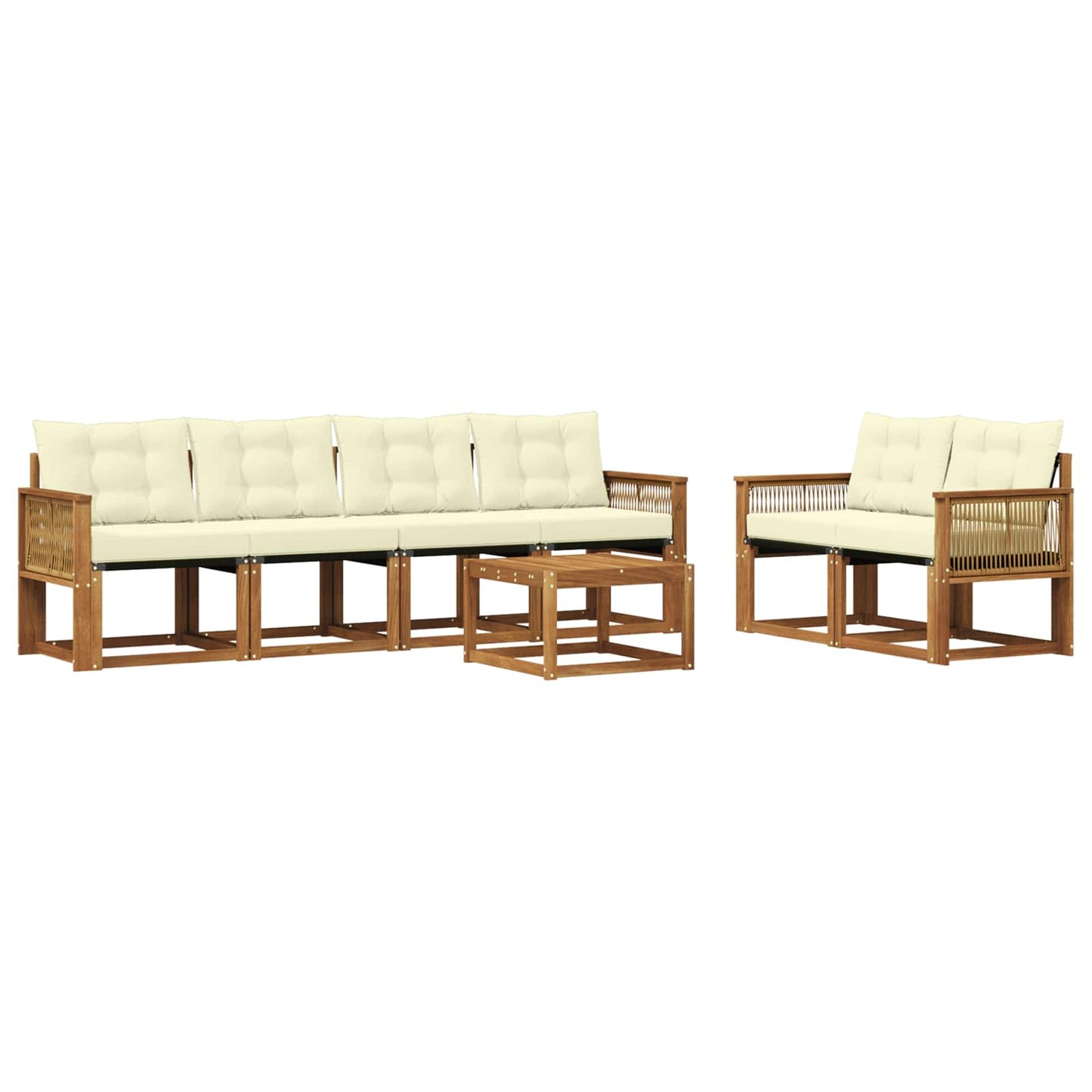 vidaXL Σειρά Καναπέ Εξωτερικού με μαξιλάρι 7 pcs Φυσικό και Κρέμα