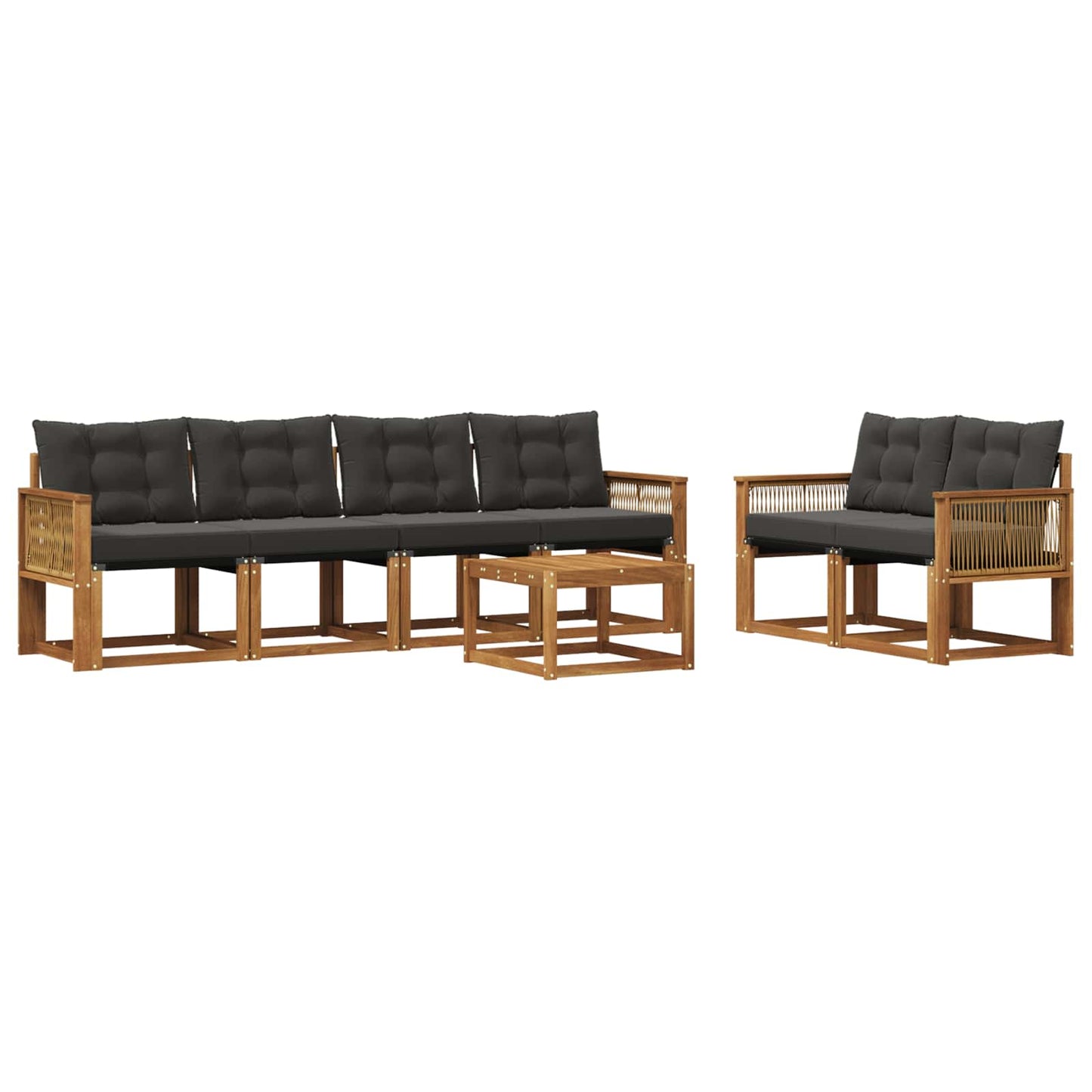 vidaXL Σειρά Καναπέ Εξωτερικού με μαξιλάρι 7 pcs Φυσικό και Μαύρο