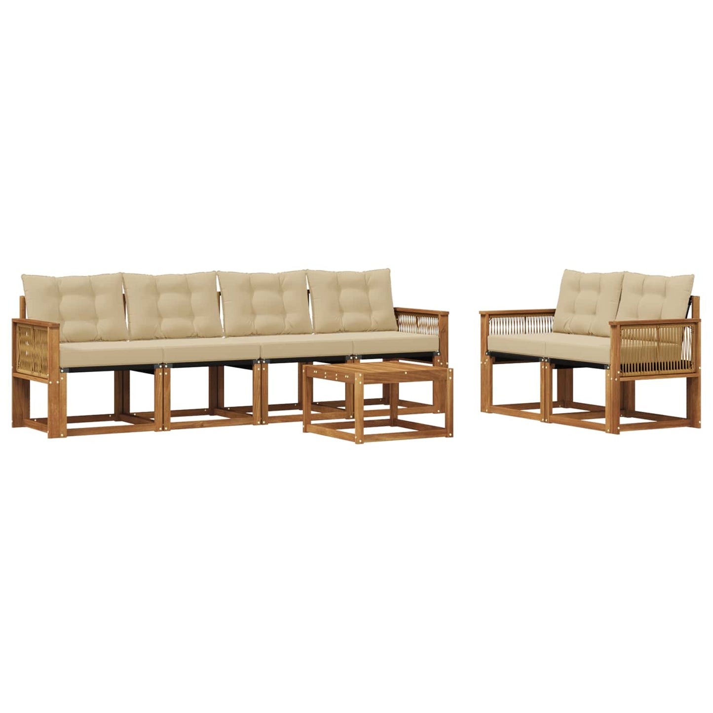 vidaXL Σειρά Καναπέ Εξωτερικού με μαξιλάρι 7 pcs Φυσικό και Μπεζ