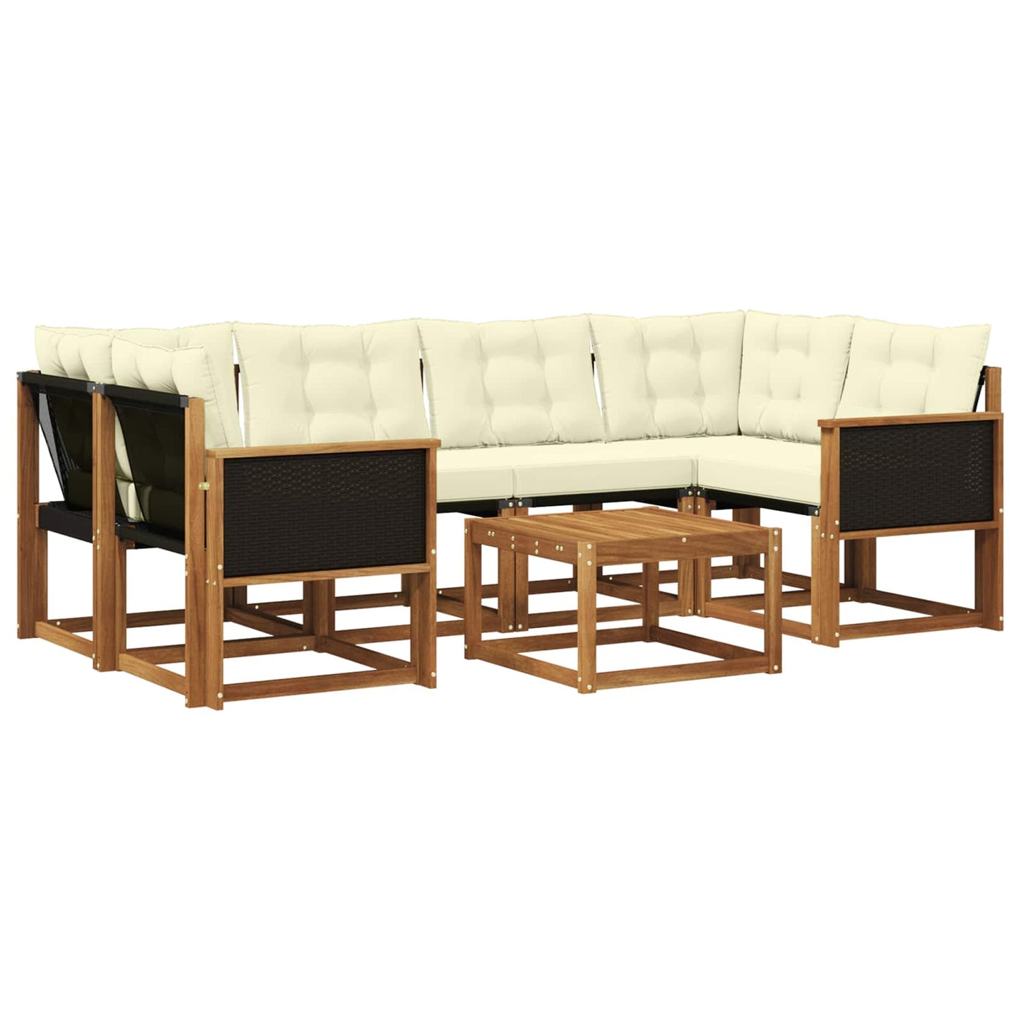vidaXL Σειρά Καναπέ Εξωτερικού με μαξιλάρι 7 pcs Φυσικό και Κρέμα