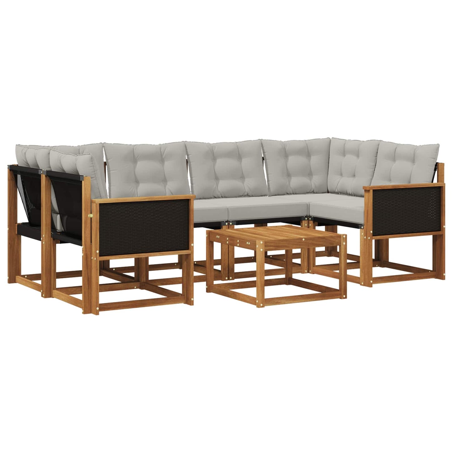 vidaXL Σειρά Καναπέ Εξωτερικού 7 pcs Φυσικό και Ανοιχτό Γκρι
