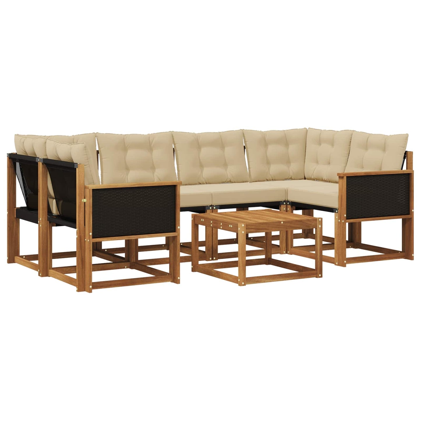 vidaXL Σειρά Καναπέ Εξωτερικού με μαξιλάρι 7 pcs Φυσικό και Μπεζ