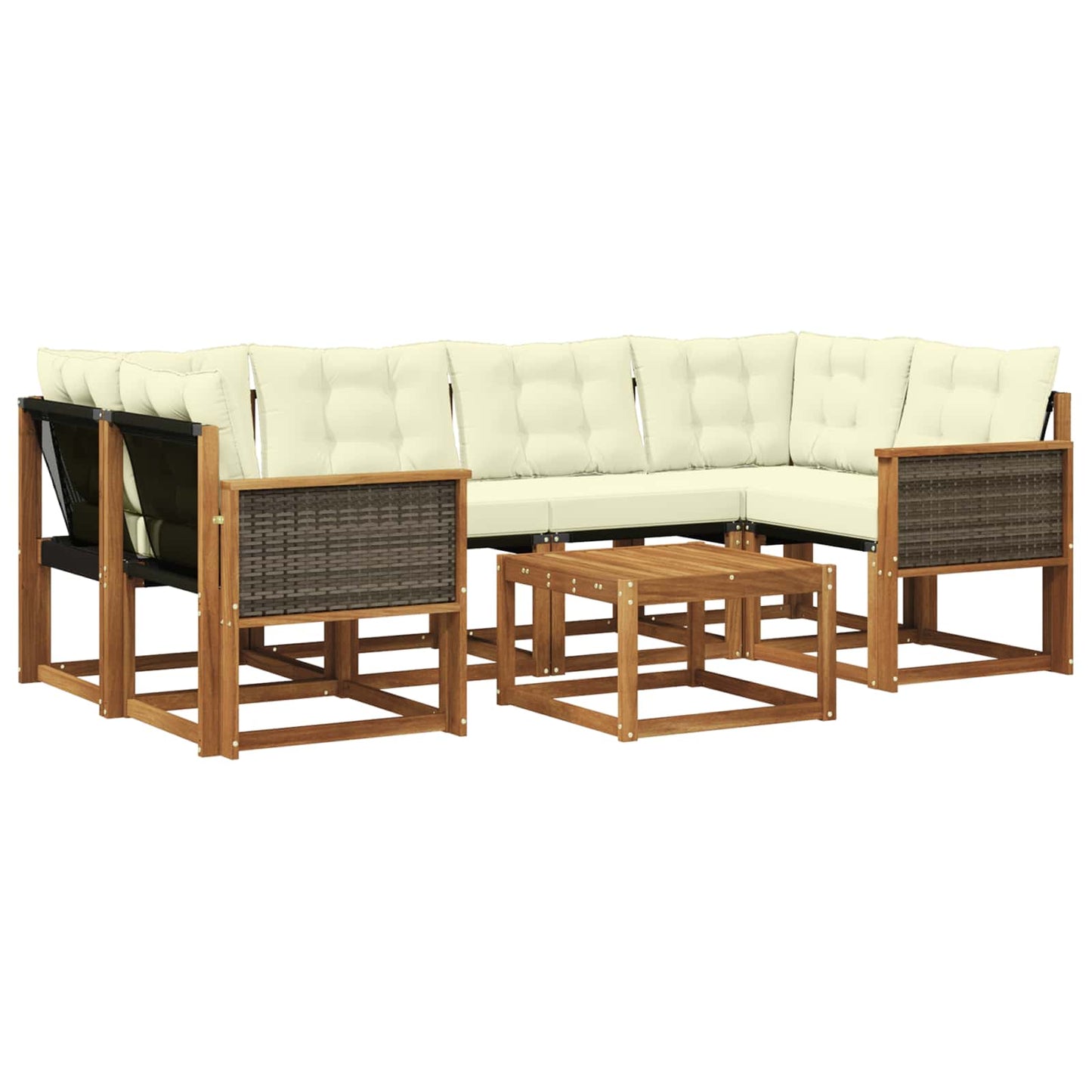 vidaXL Σειρά Καναπέ Εξωτερικού με μαξιλάρι 7 pcs Φυσικό και Κρέμα