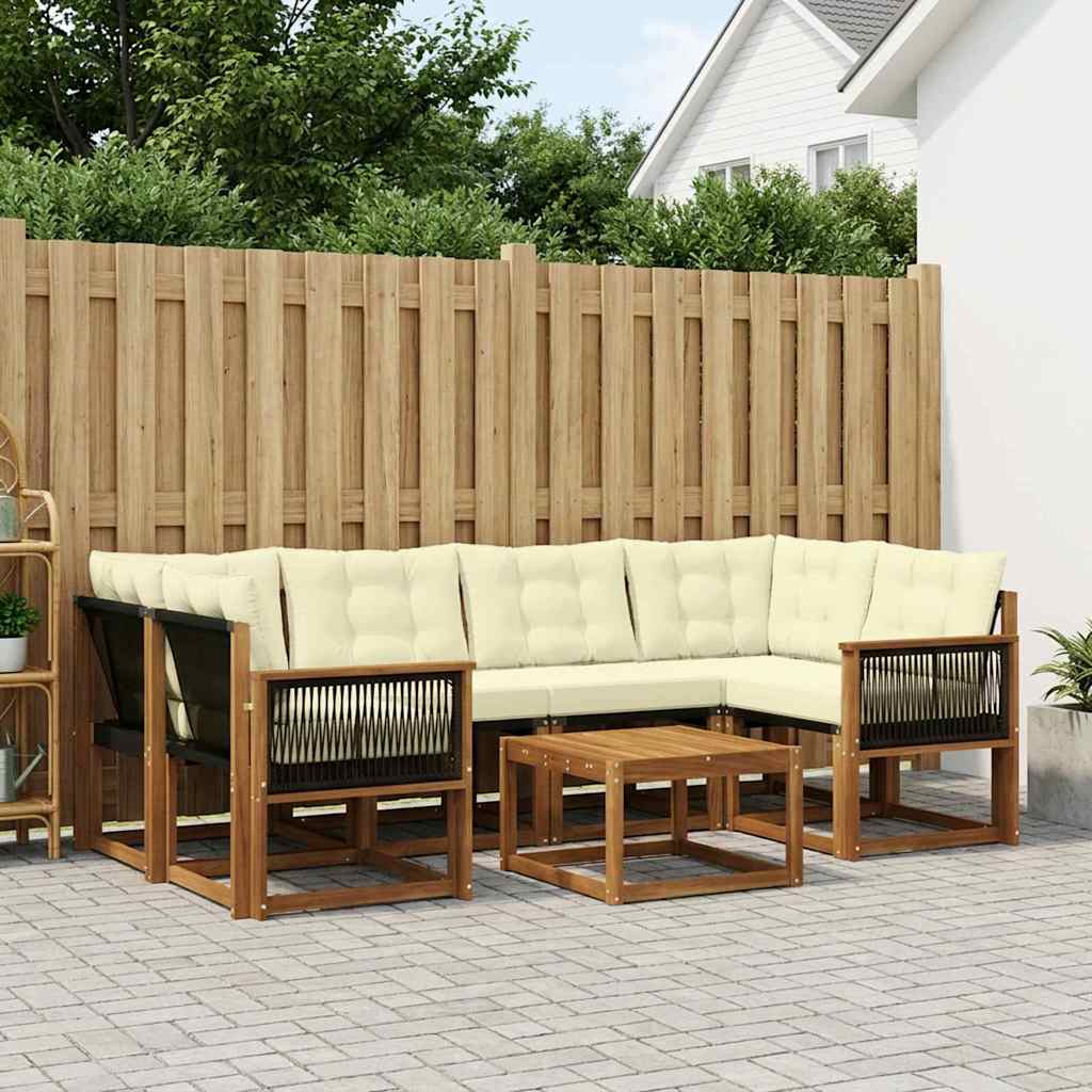 vidaXL Σειρά Καναπέ Εξωτερικού με μαξιλάρι 7 pcs Φυσικό και Κρέμα