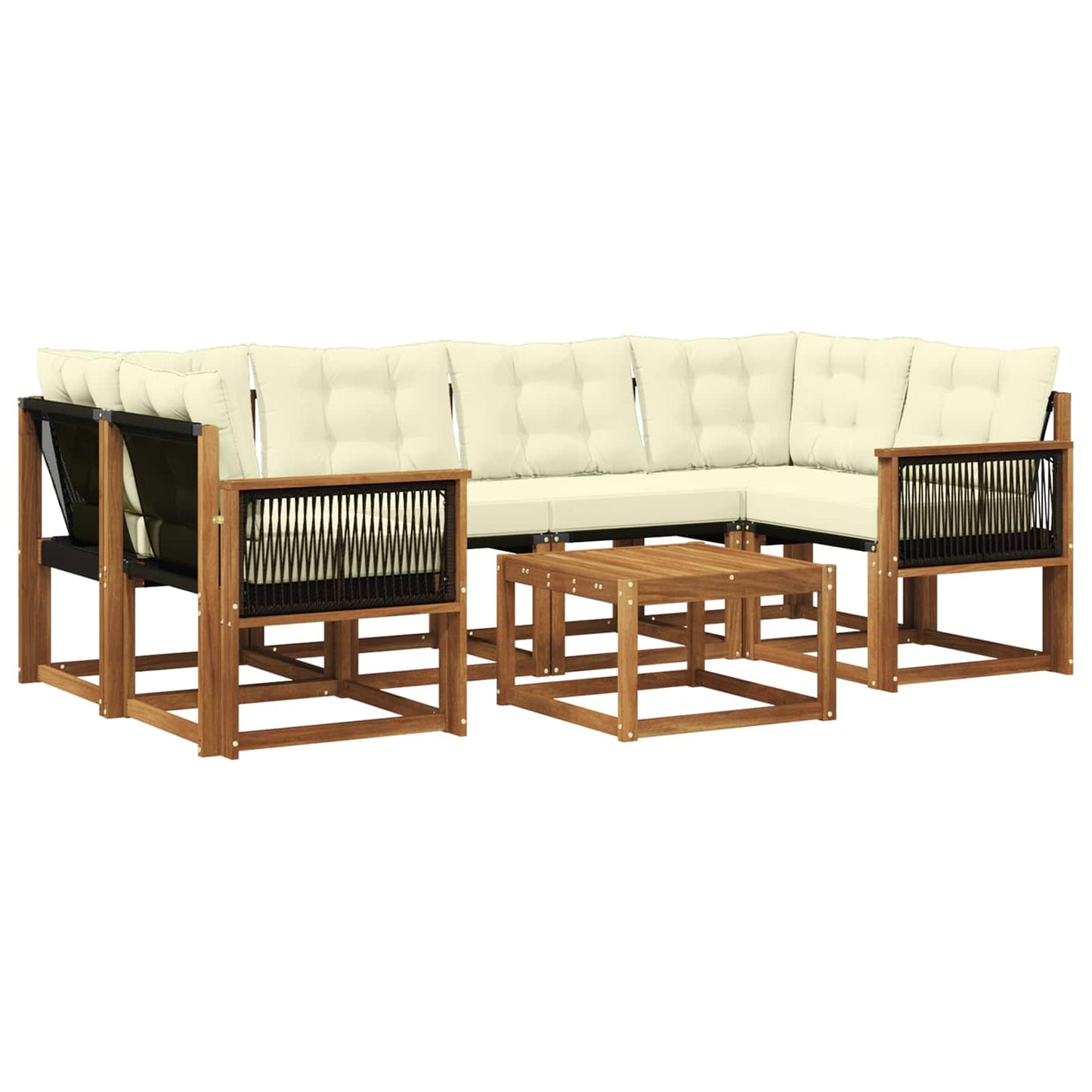 vidaXL Σειρά Καναπέ Εξωτερικού με μαξιλάρι 7 pcs Φυσικό και Κρέμα