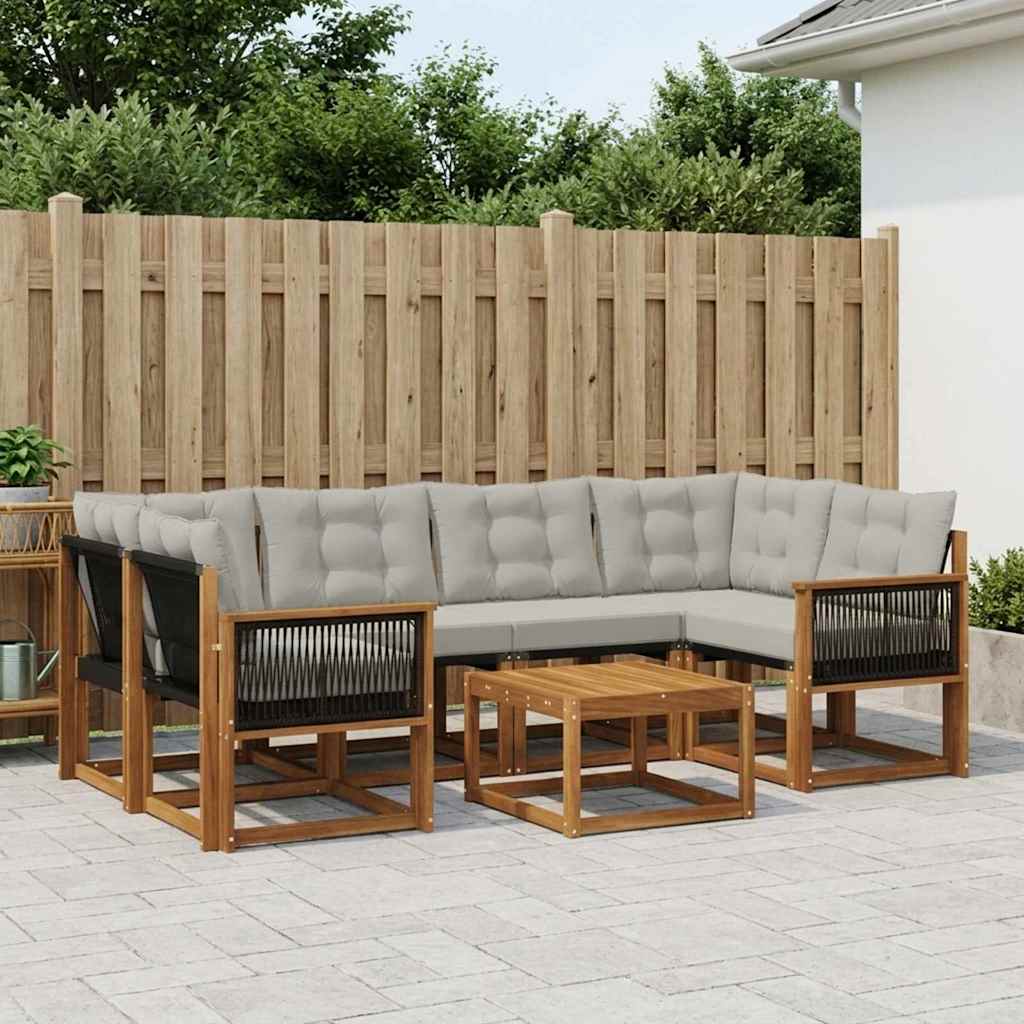 vidaXL Σειρά Καναπέ Εξωτερικού 7 pcs Φυσικό και Ανοιχτό Γκρι
