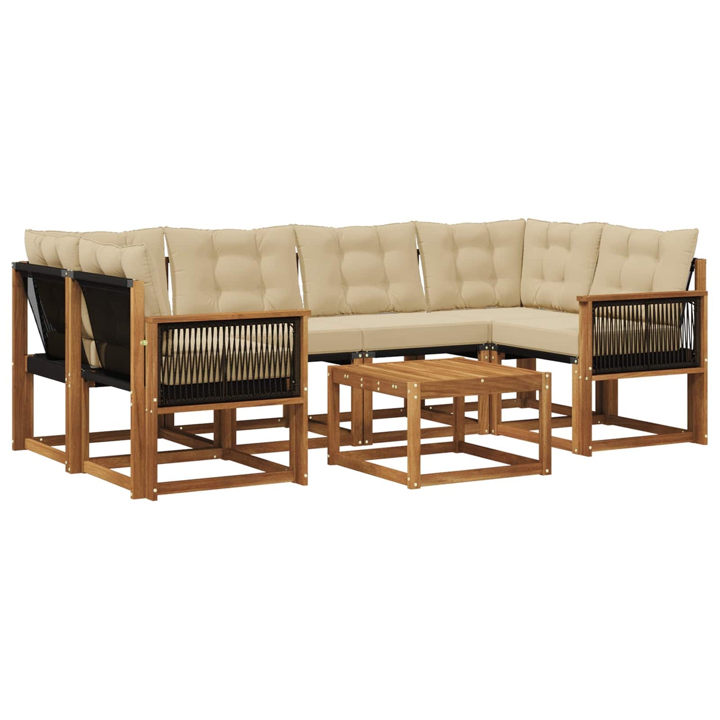 vidaXL Σειρά Καναπέ Εξωτερικού με μαξιλάρι 7 pcs Φυσικό και Μπεζ