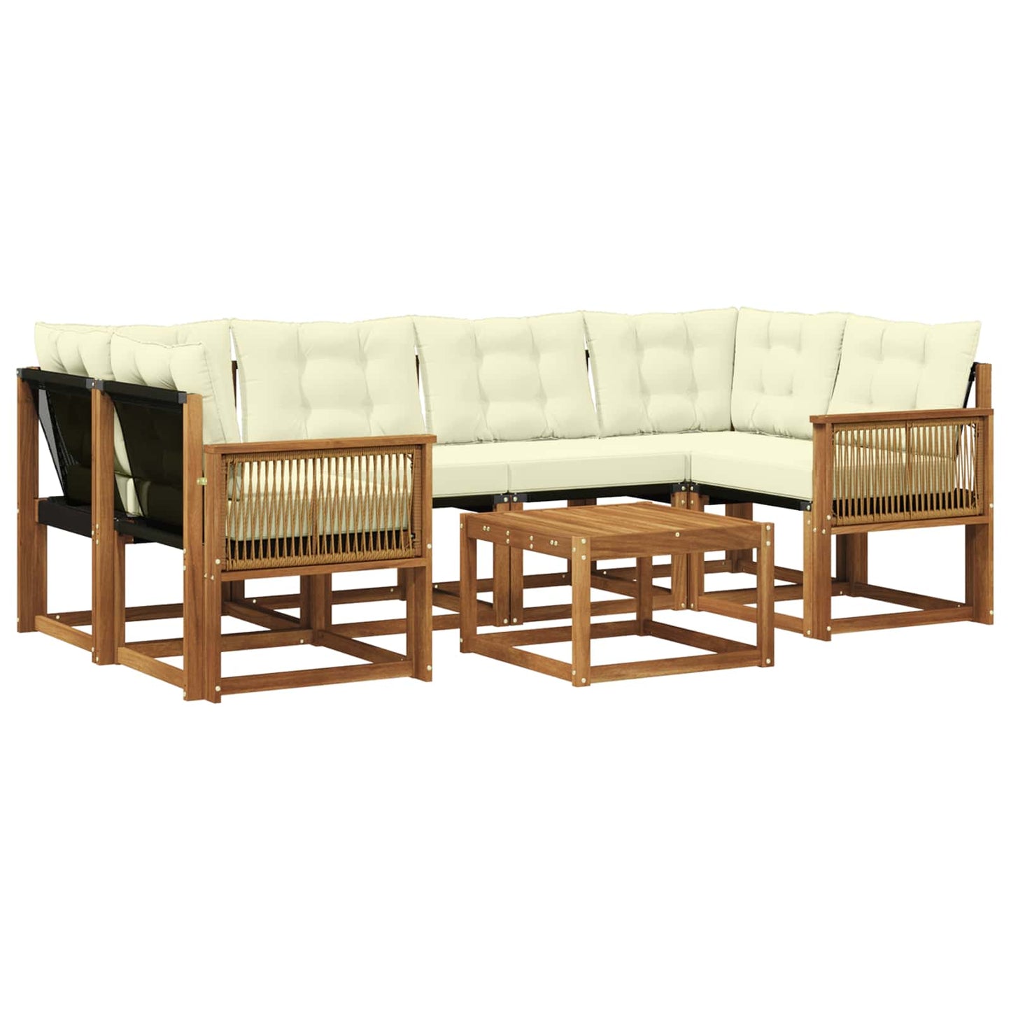 vidaXL Σειρά Καναπέ Εξωτερικού με μαξιλάρι 7 pcs Φυσικό και Κρέμα