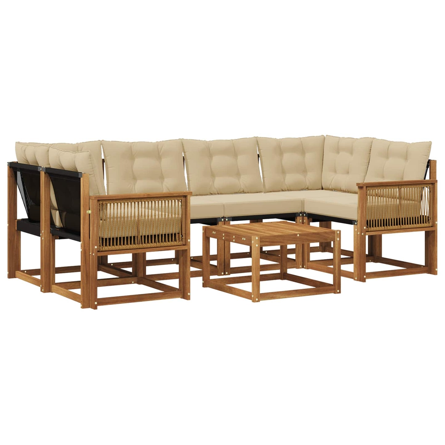 vidaXL Σειρά Καναπέ Εξωτερικού με μαξιλάρι 7 pcs Φυσικό και Μπεζ
