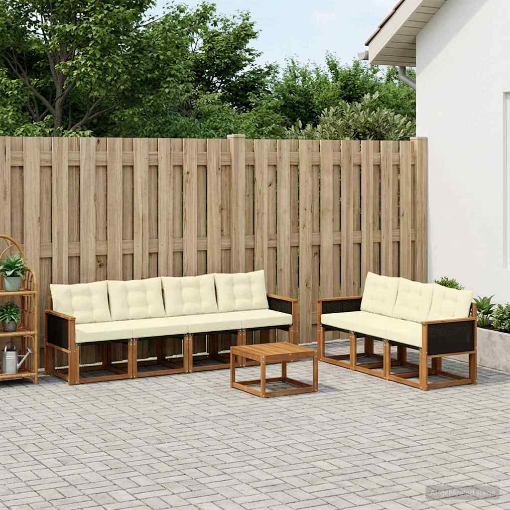 vidaXL Σειρά Καναπέ Εξωτερικού με μαξιλάρι 8 pcs Φυσικό και Κρέμα