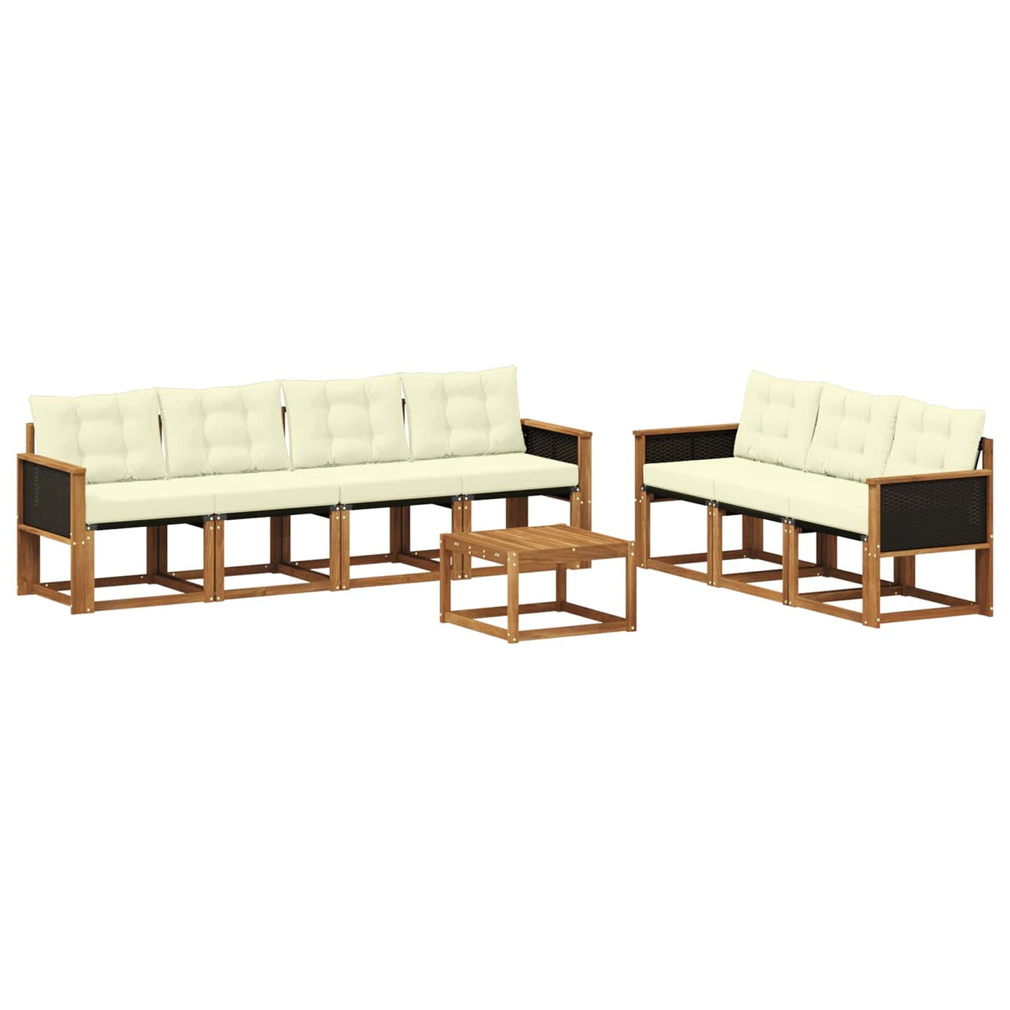 vidaXL Σειρά Καναπέ Εξωτερικού με μαξιλάρι 8 pcs Φυσικό και Κρέμα