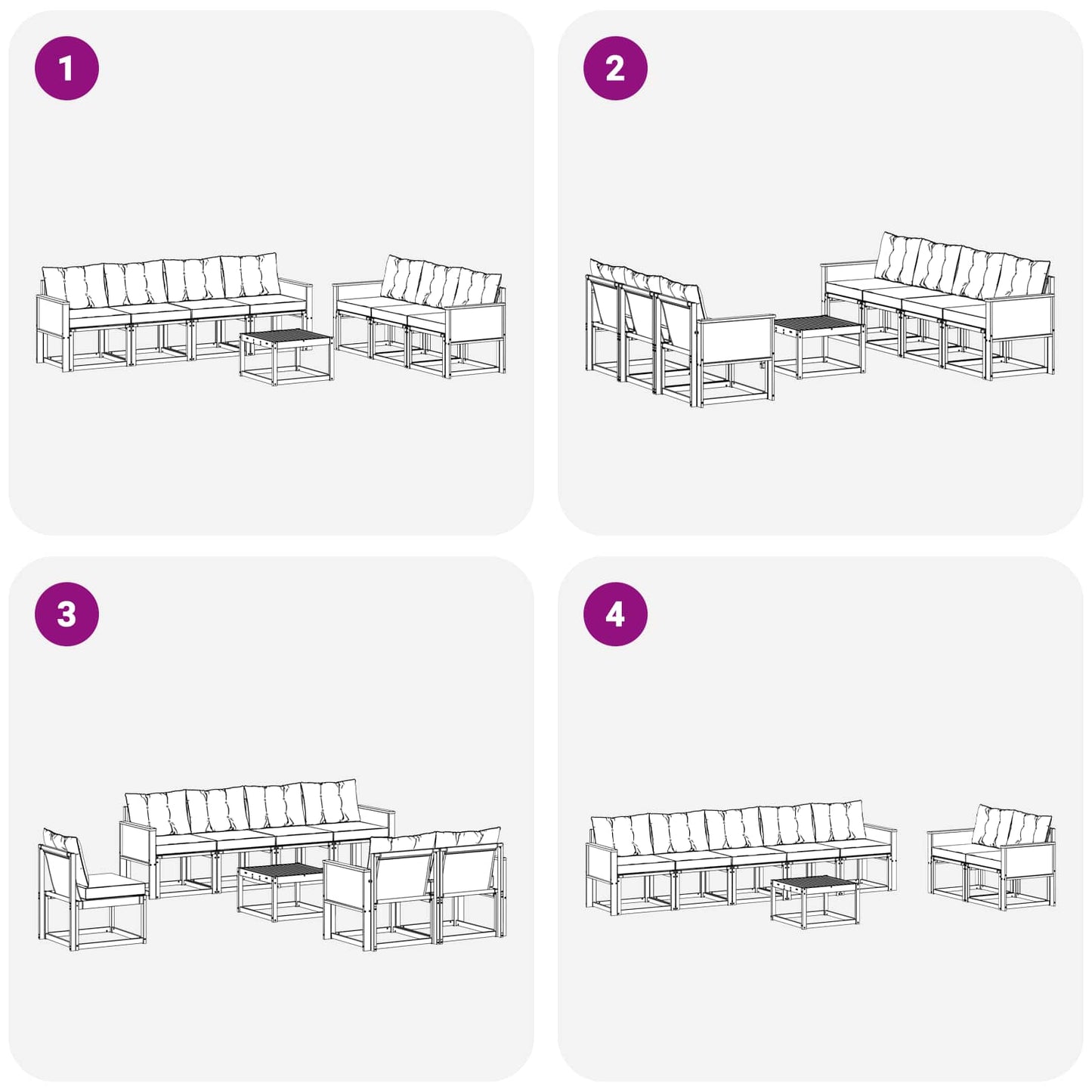 vidaXL Σειρά Καναπέ Εξωτερικού με μαξιλάρι 8 pcs Φυσικό και Κρέμα