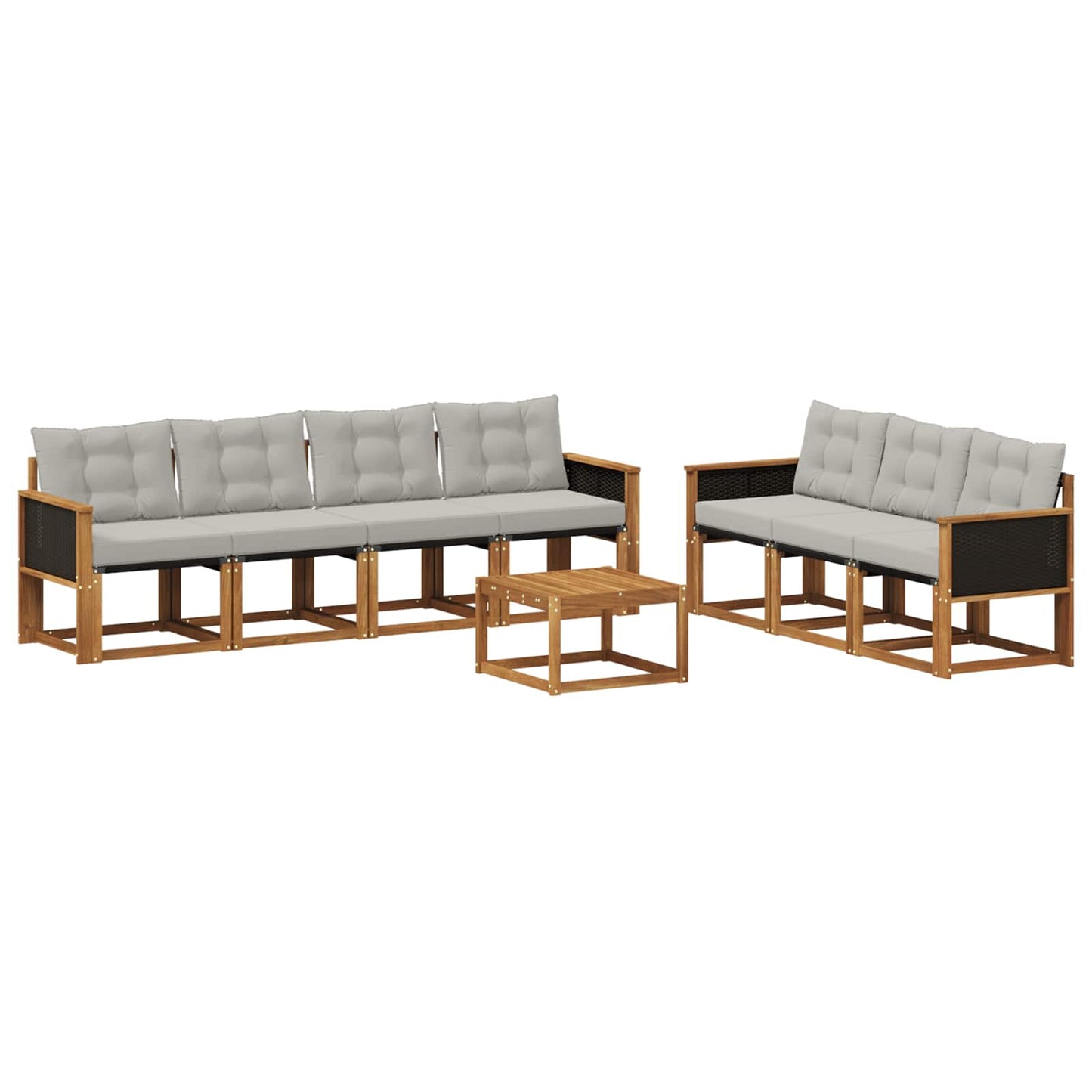 vidaXL Σειρά Καναπέ Εξωτερικού 8 pcs Φυσικό και Ανοιχτό Γκρι