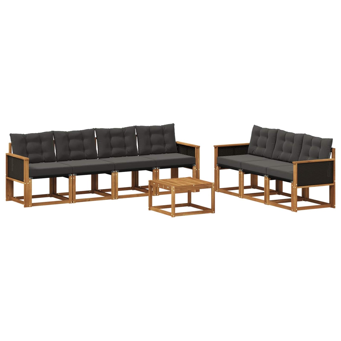 vidaXL Σειρά Καναπέ Εξωτερικού με μαξιλάρι 8 pcs Φυσικό και Μαύρο