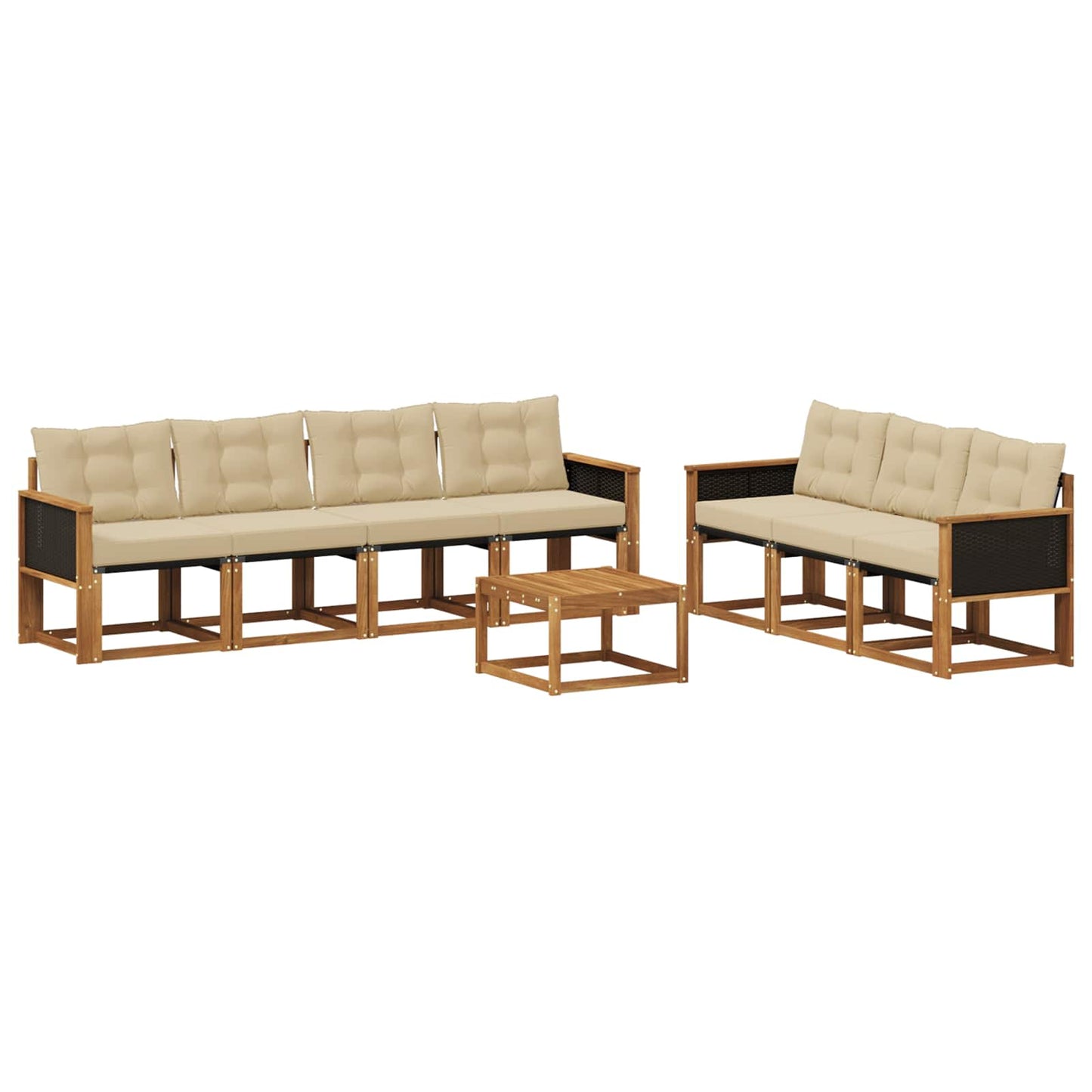 vidaXL Σειρά Καναπέ Εξωτερικού με μαξιλάρι 8 pcs Φυσικό και Μπεζ