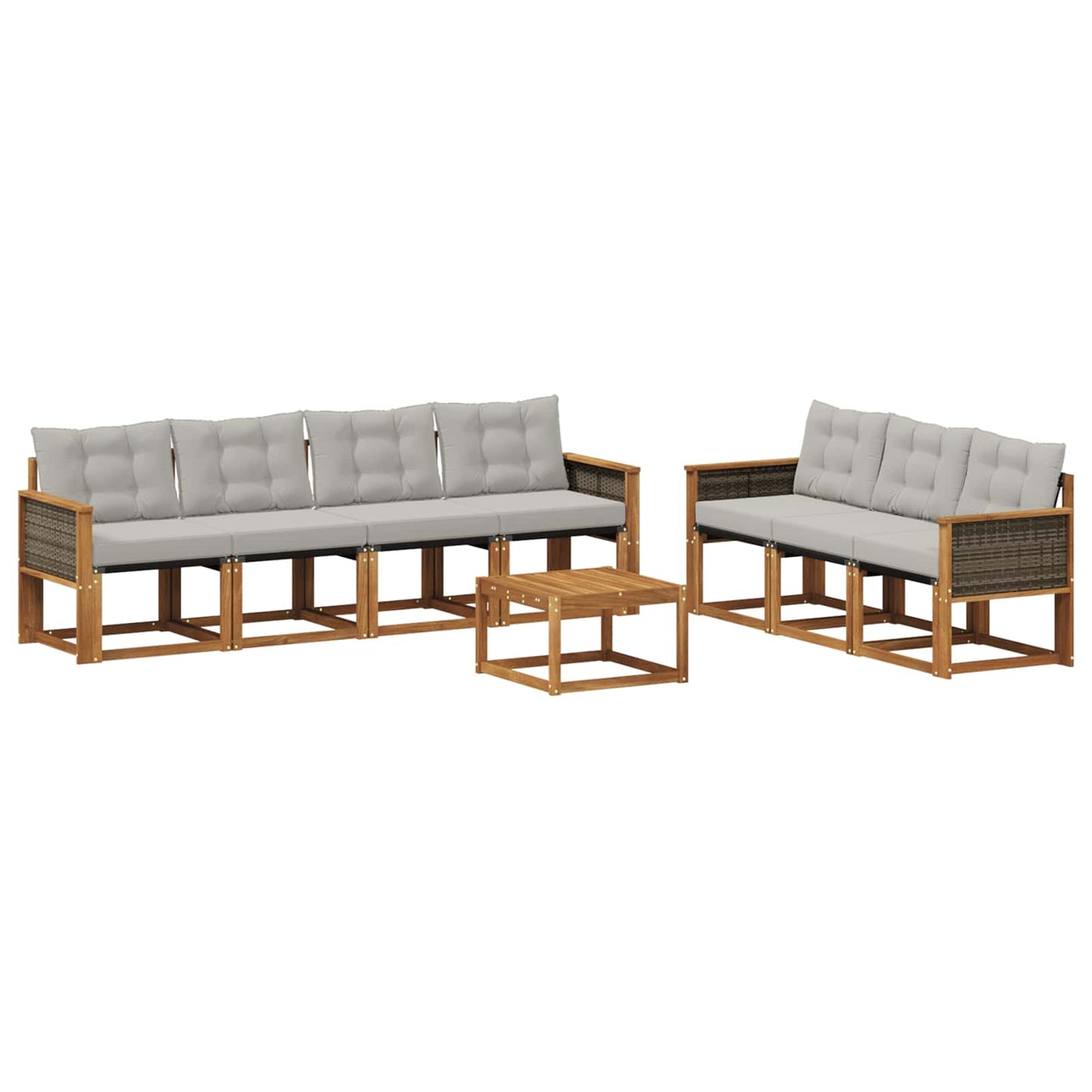 vidaXL Σειρά Καναπέ Εξωτερικού 8 pcs Φυσικό και Ανοιχτό Γκρι