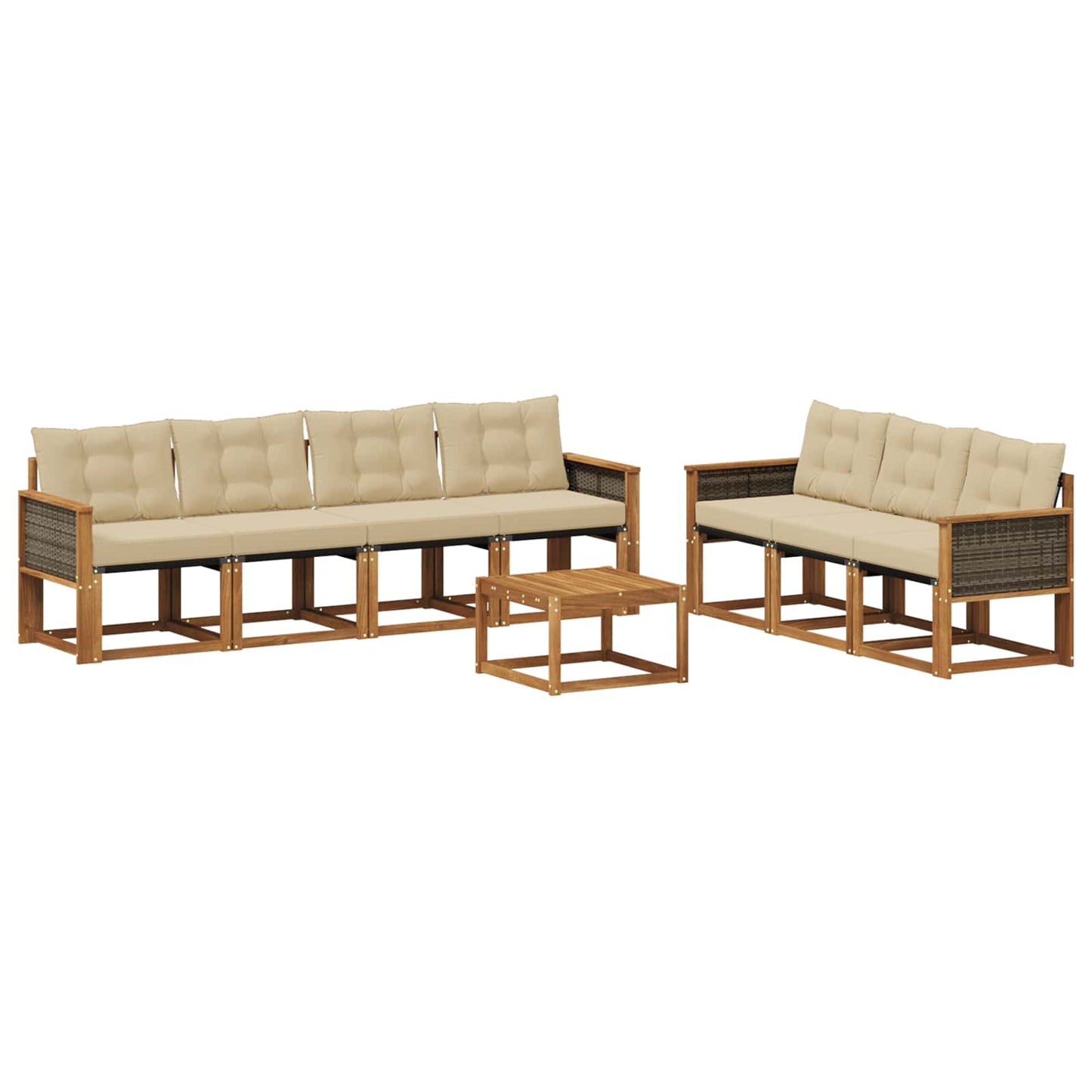 vidaXL Σειρά Καναπέ Εξωτερικού με μαξιλάρι 8 pcs Φυσικό και Μπεζ