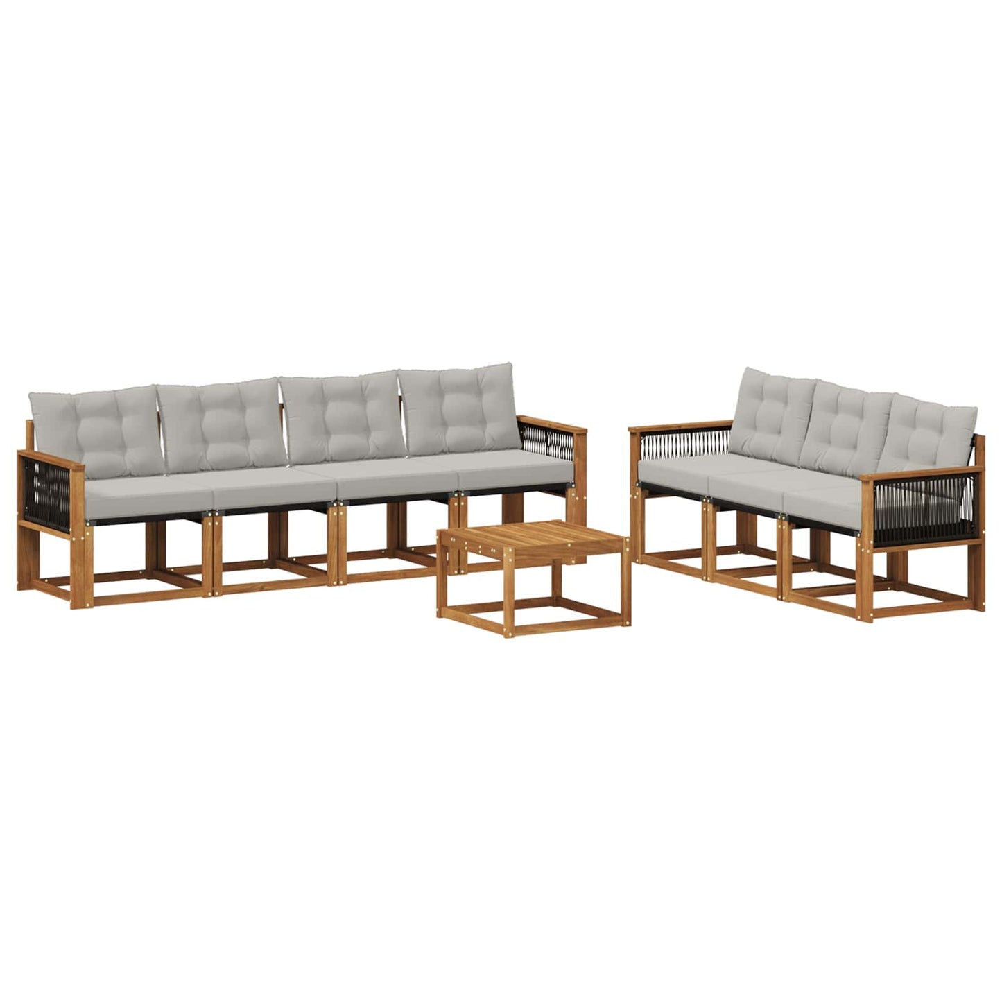 vidaXL Σειρά Καναπέ Εξωτερικού 8 pcs Φυσικό και Ανοιχτό Γκρι