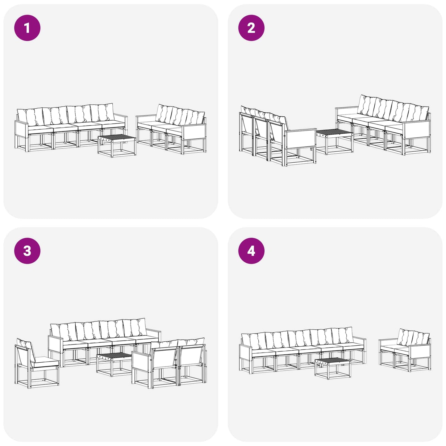 vidaXL Σειρά Καναπέ Εξωτερικού με μαξιλάρι 8 pcs Φυσικό και Μαύρο