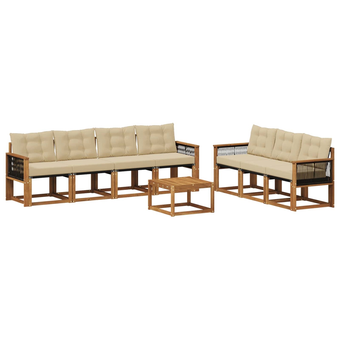 vidaXL Σειρά Καναπέ Εξωτερικού με μαξιλάρι 8 pcs Φυσικό και Μπεζ