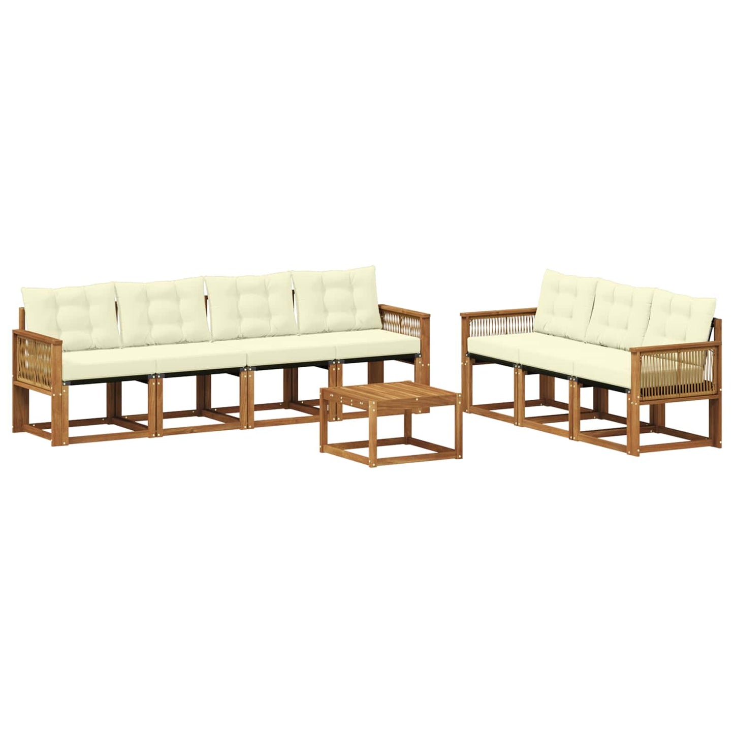 vidaXL Σειρά Καναπέ Εξωτερικού με μαξιλάρι 8 pcs Φυσικό και Κρέμα