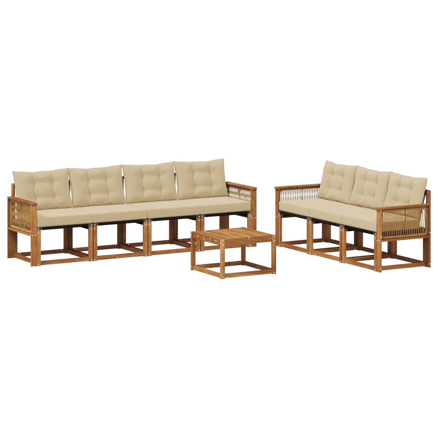 vidaXL Σειρά Καναπέ Εξωτερικού με μαξιλάρι 8 pcs Φυσικό και Μπεζ