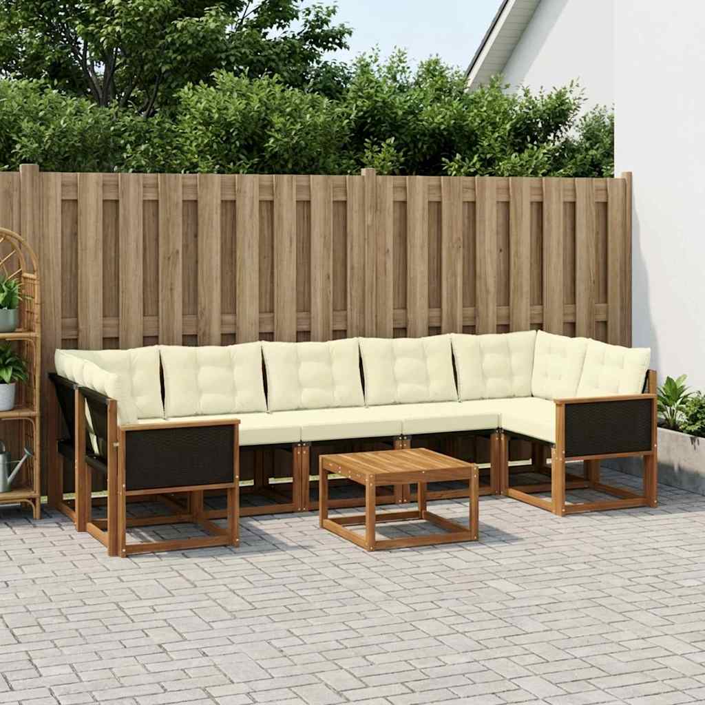 vidaXL Σειρά Καναπέ Εξωτερικού με μαξιλάρι 8 pcs Φυσικό και Κρέμα
