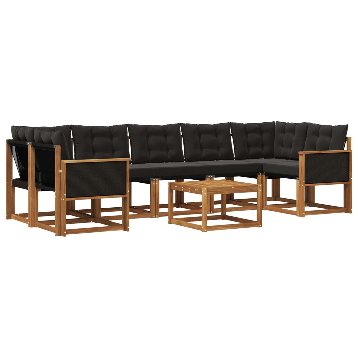 vidaXL Σειρά Καναπέ Εξωτερικού με μαξιλάρι 8 pcs Φυσικό και Μαύρο