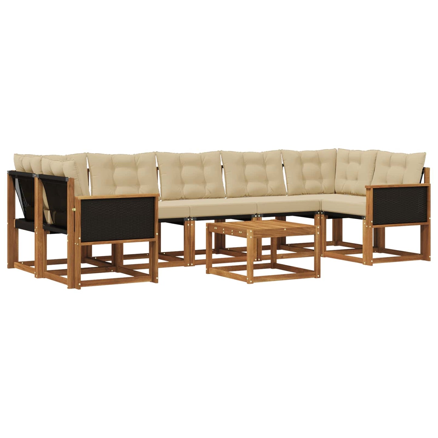 vidaXL Σειρά Καναπέ Εξωτερικού με μαξιλάρι 8 pcs Φυσικό και Μπεζ
