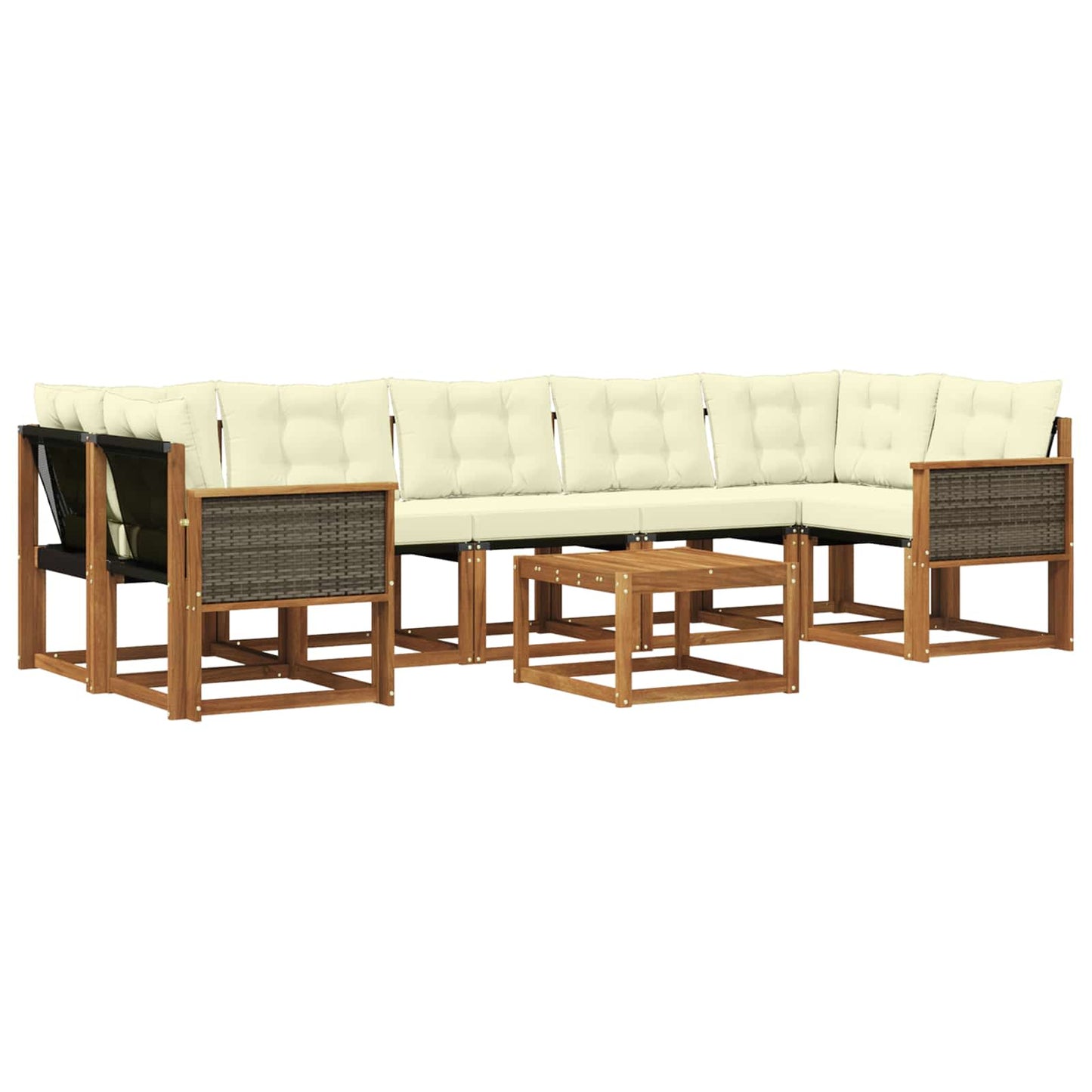 vidaXL Σειρά Καναπέ Εξωτερικού με μαξιλάρι 8 pcs Φυσικό και Κρέμα