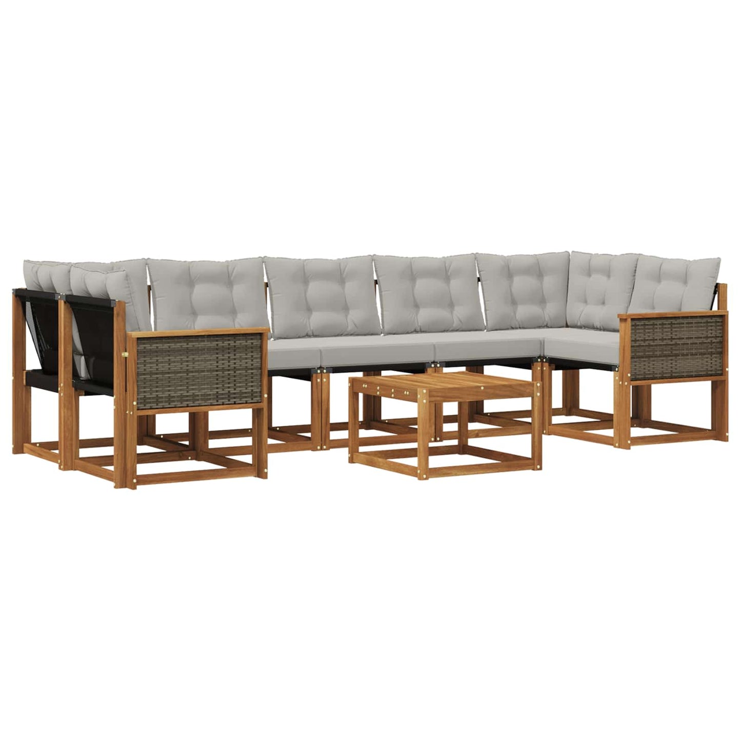 vidaXL Σειρά Καναπέ Εξωτερικού 8 pcs Φυσικό και Ανοιχτό Γκρι