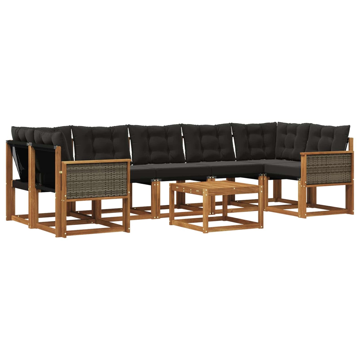 vidaXL Σειρά Καναπέ Εξωτερικού με μαξιλάρι 8 pcs Φυσικό και Μαύρο