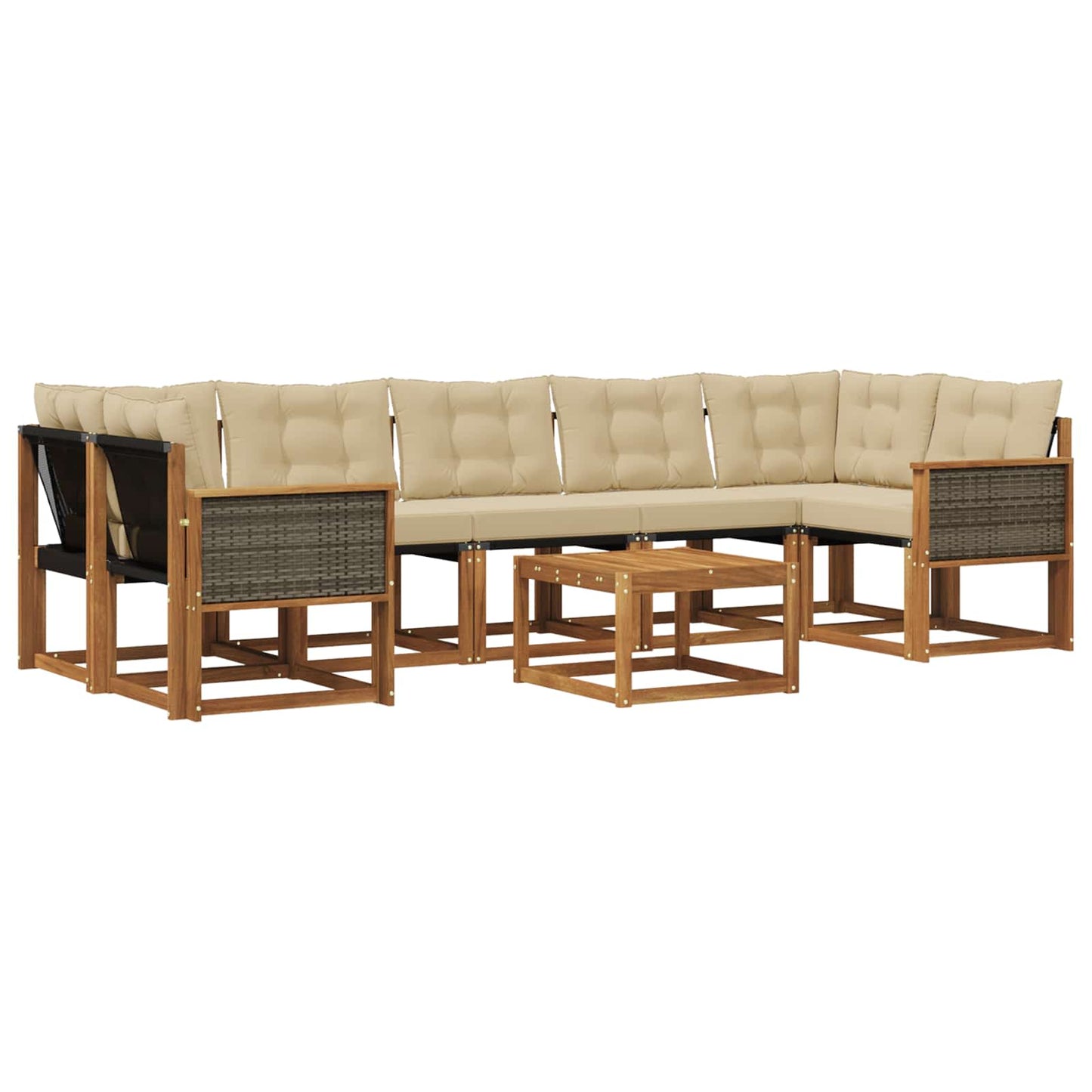 vidaXL Σειρά Καναπέ Εξωτερικού με μαξιλάρι 8 pcs Φυσικό και Μπεζ