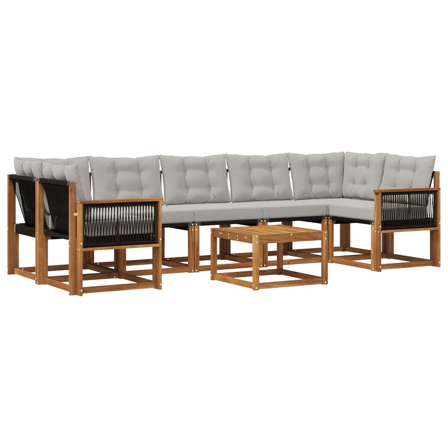 vidaXL Σειρά Καναπέ Εξωτερικού 8 pcs Φυσικό και Ανοιχτό Γκρι